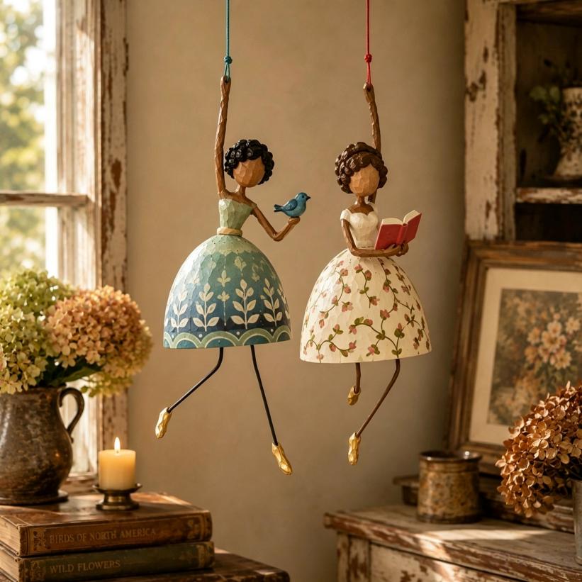 Handcrafted Hanging Garden Lady Figurine – Whimsical Floral Home Decor