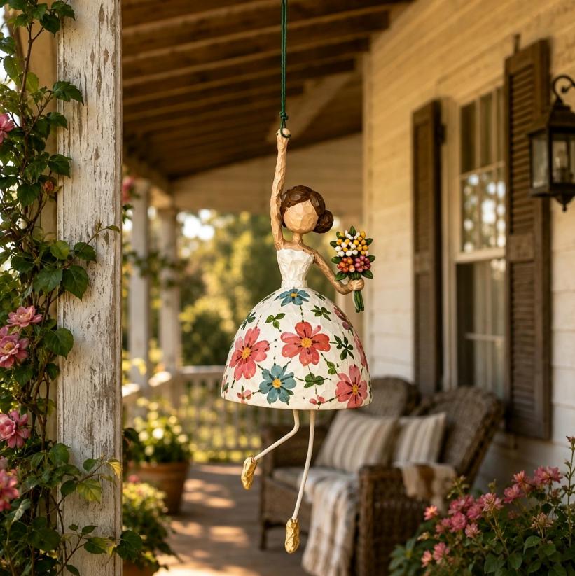 Handcrafted Hanging Garden Lady Figurine – Whimsical Floral Home Decor