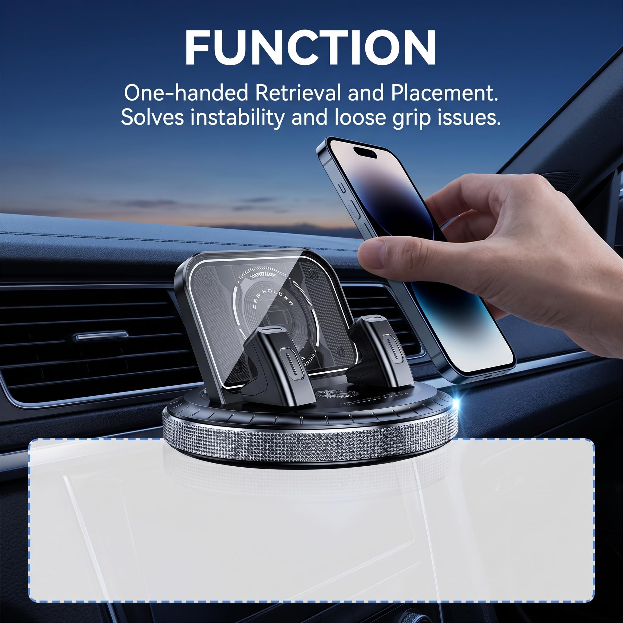 360&deg; Rotating Car Phone Holder &ndash; Anti-Slip Dashboard Mount with Double-Layer Pad for GPS Navigation