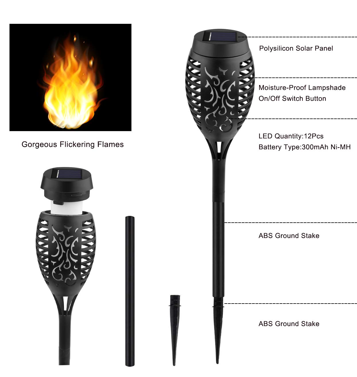 8Pcs Purple Flickering Flame Halloween Solar Lights for Halloween Decorations