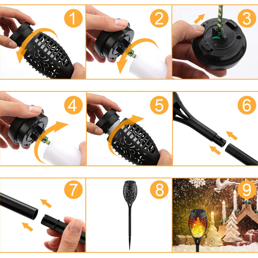 8Pcs Purple Flickering Flame Halloween Solar Lights for Halloween Decorations