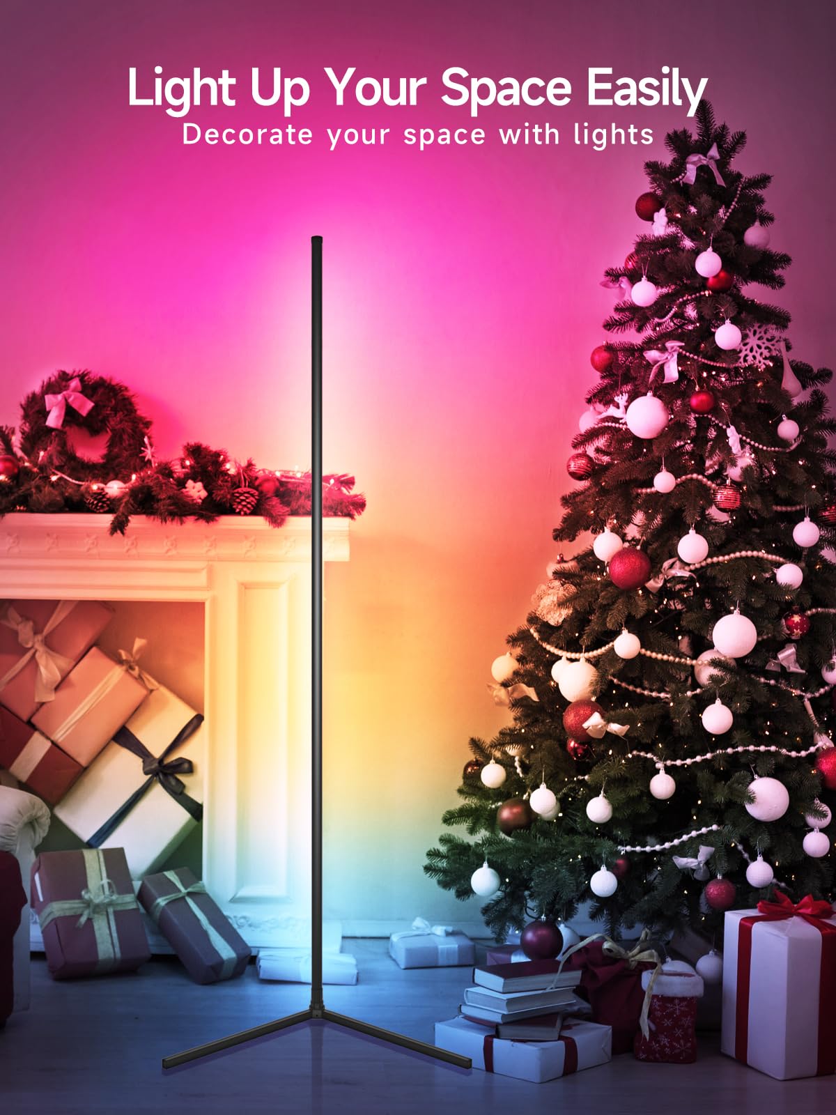 Smart RGB Corner Floor Lamp – 16M Colors, Music Sync, App & Remote, Color-Changing Ambient Lighting for Living Rooms, Bedrooms & Gaming Setup
