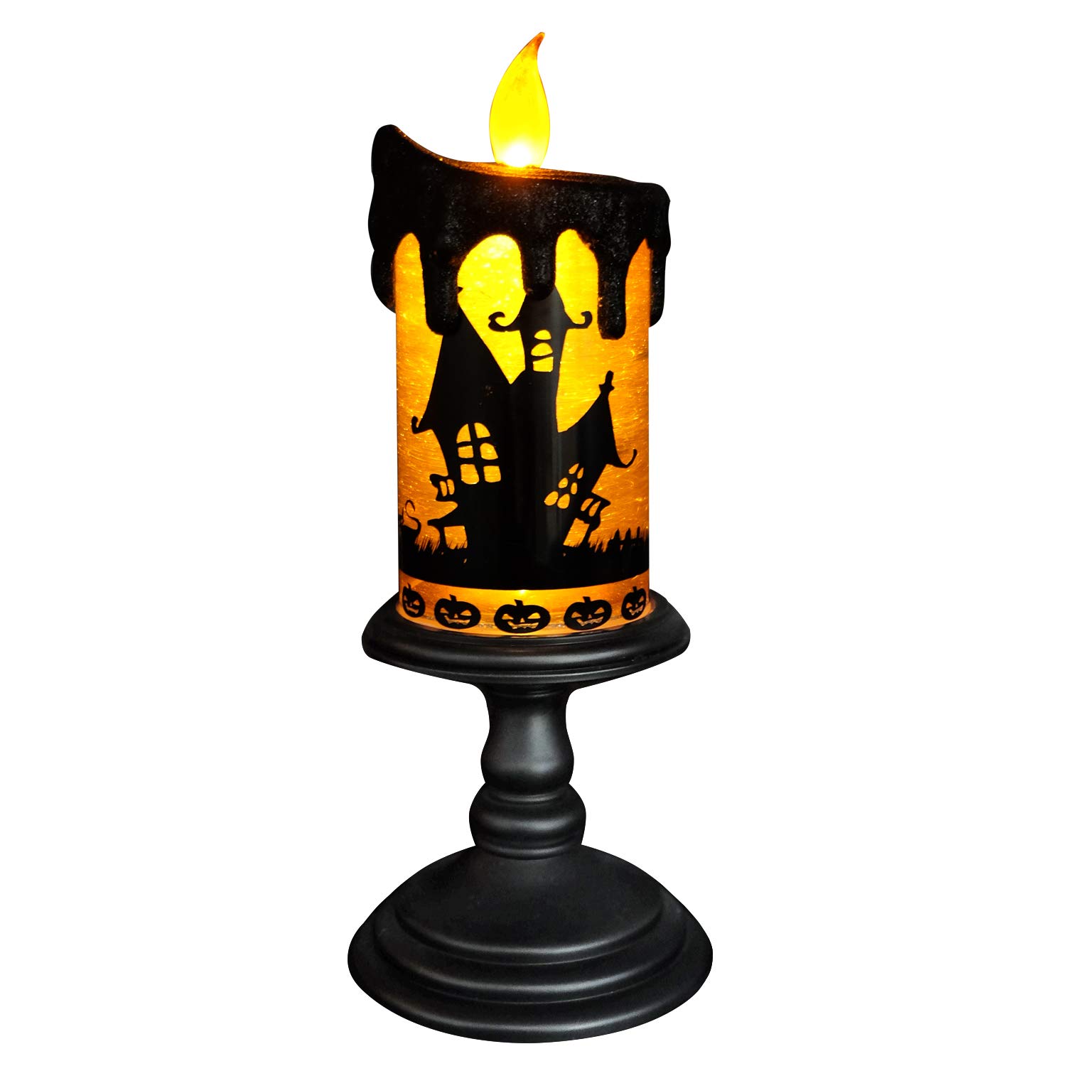 Halloween Spider Snow Globe Candle Lamp – Spooky LED Tornado Glitter Light with Timer, Battery Operated Halloween Decoration