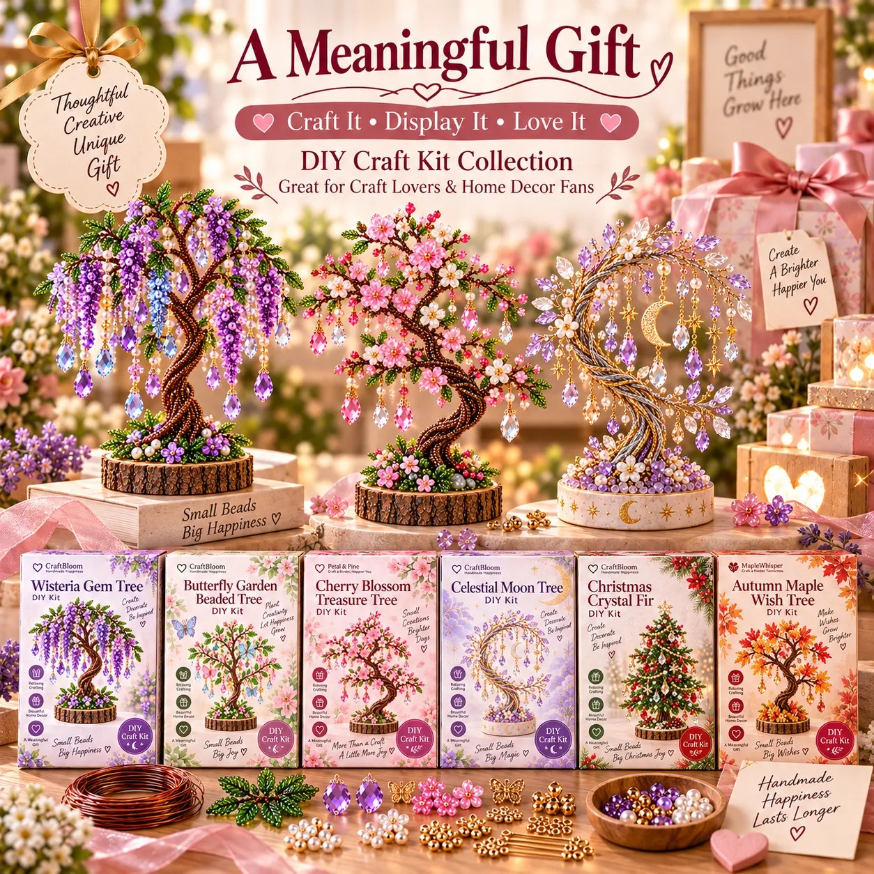 🌳 DIY Beaded Tree Kit – Decorative Bead Craft Collection