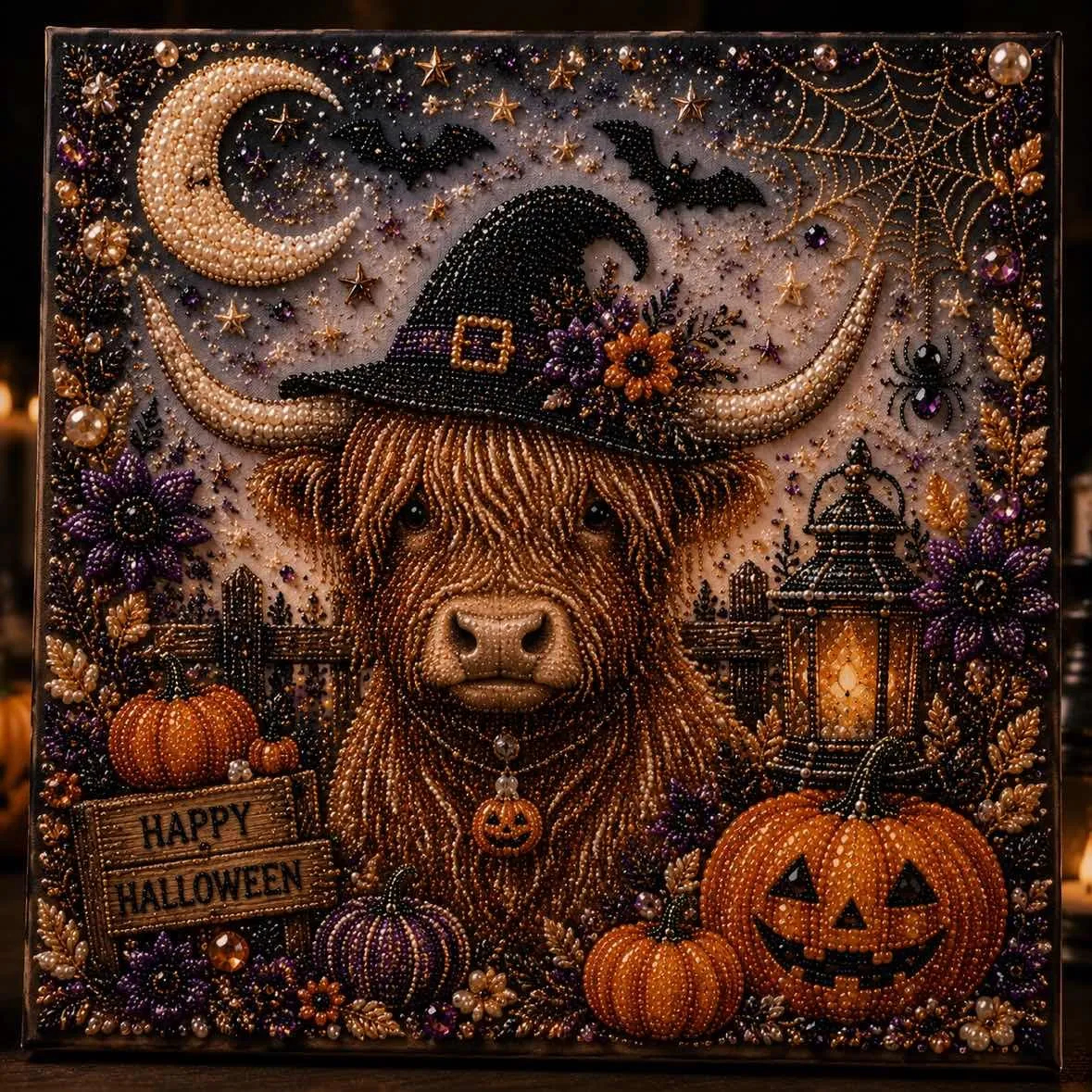 Cute Ghosts & Pumpkins 3D Pearl Mosaic Art Kit  &ndash; Relaxing Beginner-Friendly Halloween DIY Craft