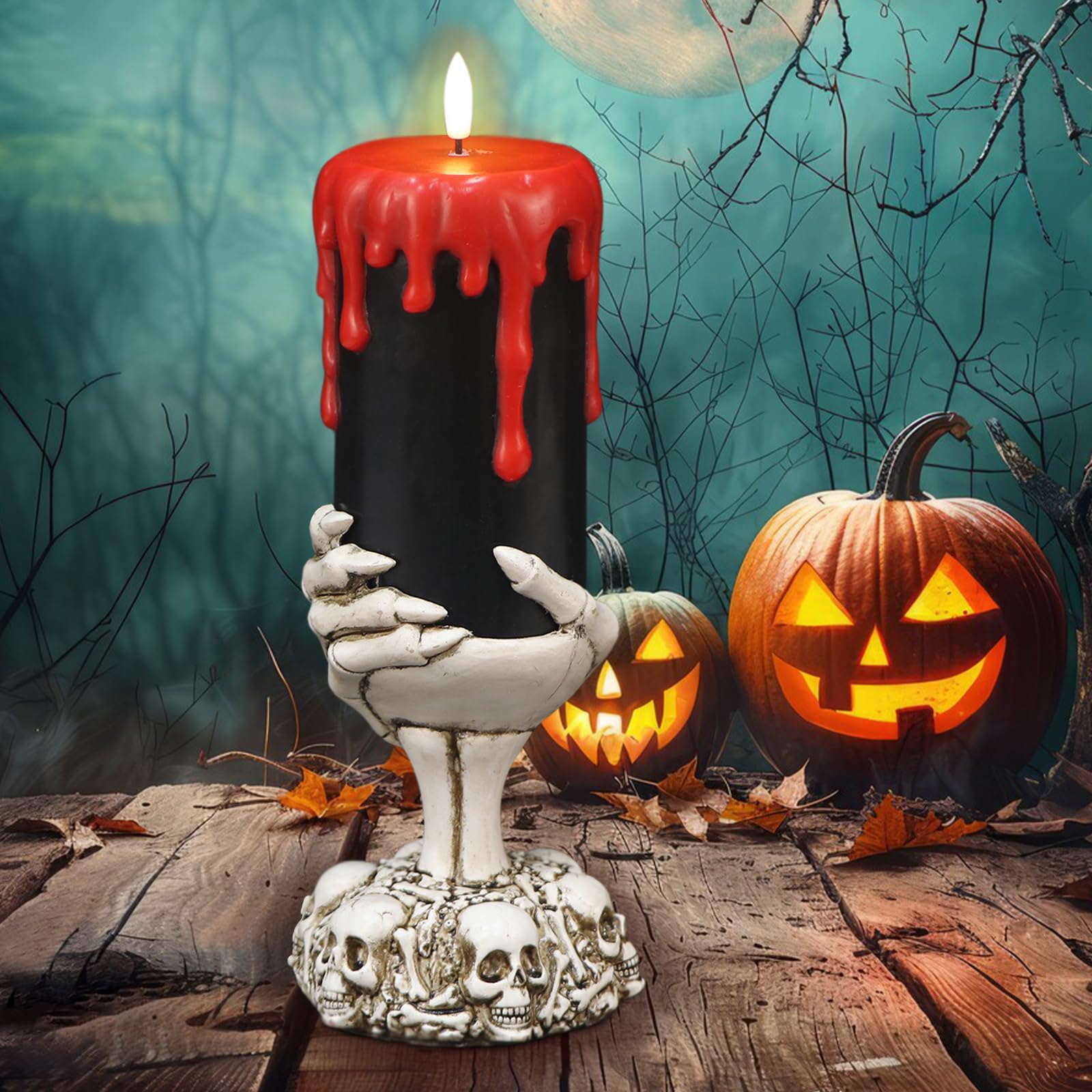 Halloween Spider Snow Globe Candle Lamp &ndash; Spooky LED Tornado Glitter Light with Timer, Battery Operated Halloween Decoration