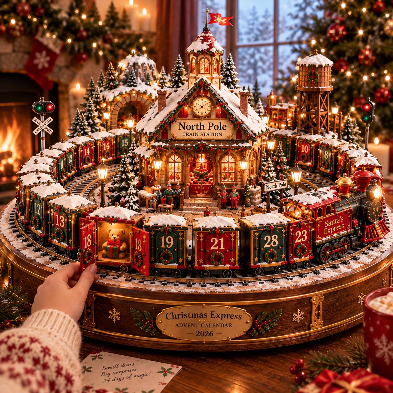 Christmas Express Advent Calendar – 24-Day North Pole Train Station Holiday Countdown
