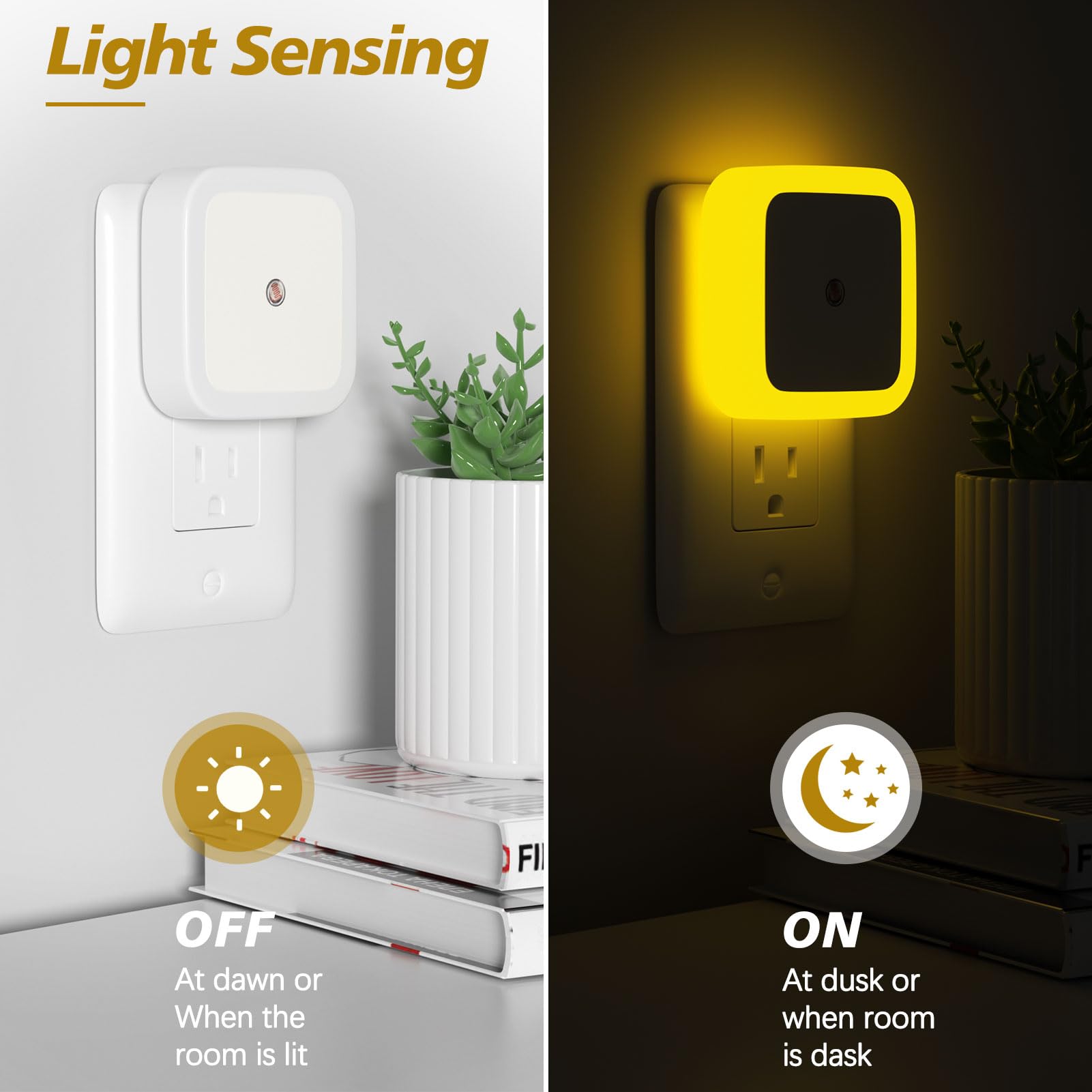 Plug-In LED Night Lights – Dusk to Dawn Auto Sensor Night Lamps for Bedroom, Hallway, Bathroom & Nursery（8-Pack）