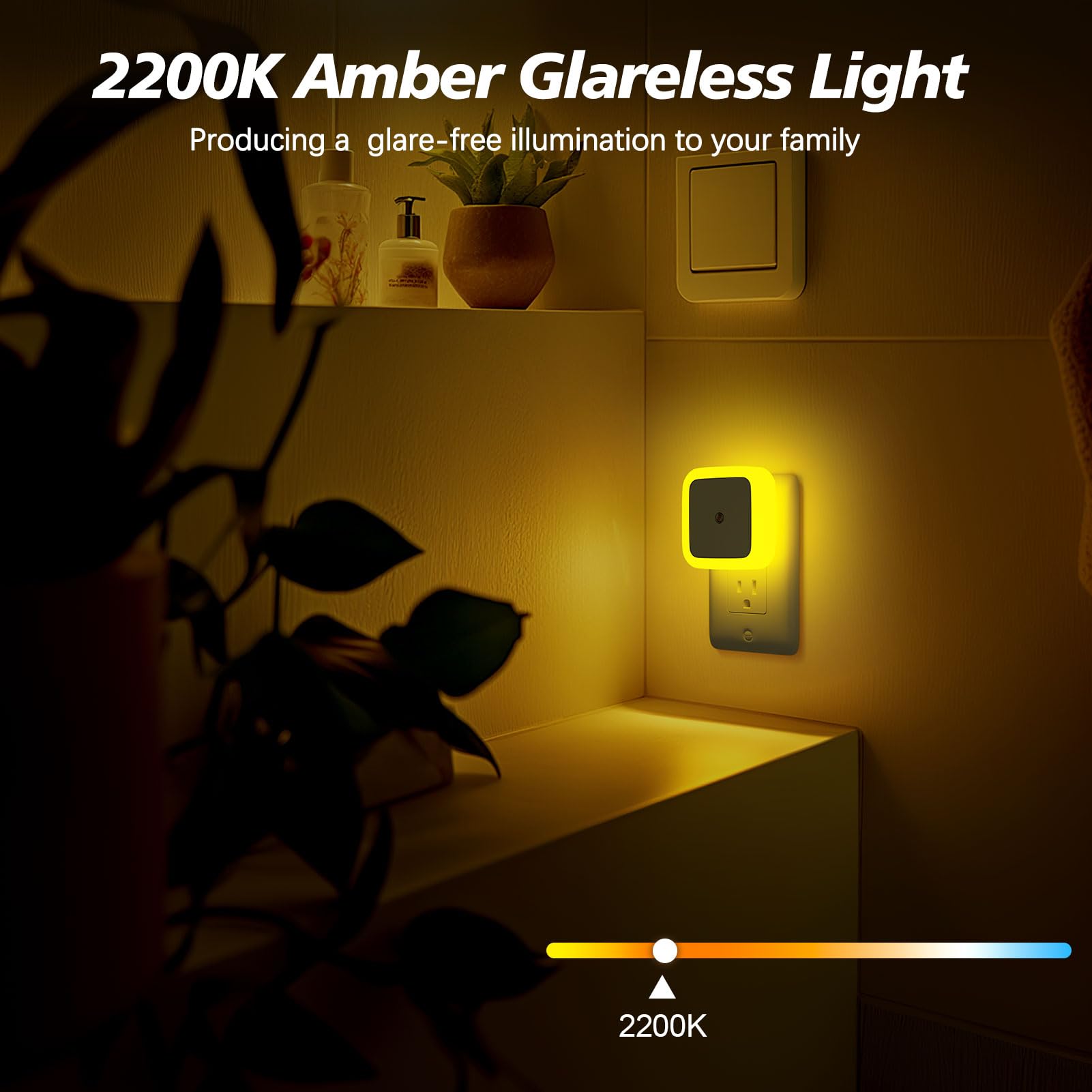Plug-In LED Night Lights – Dusk to Dawn Auto Sensor Night Lamps for Bedroom, Hallway, Bathroom & Nursery（8-Pack）