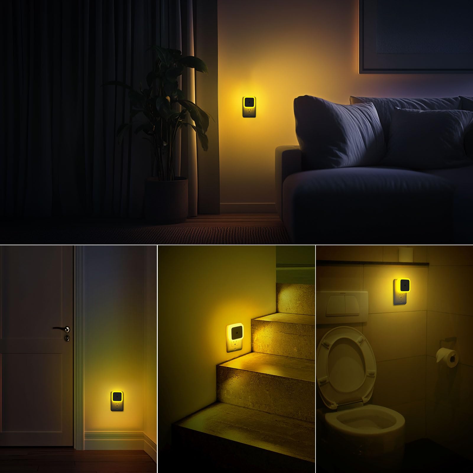 Plug-In LED Night Lights – Dusk to Dawn Auto Sensor Night Lamps for Bedroom, Hallway, Bathroom & Nursery（8-Pack）