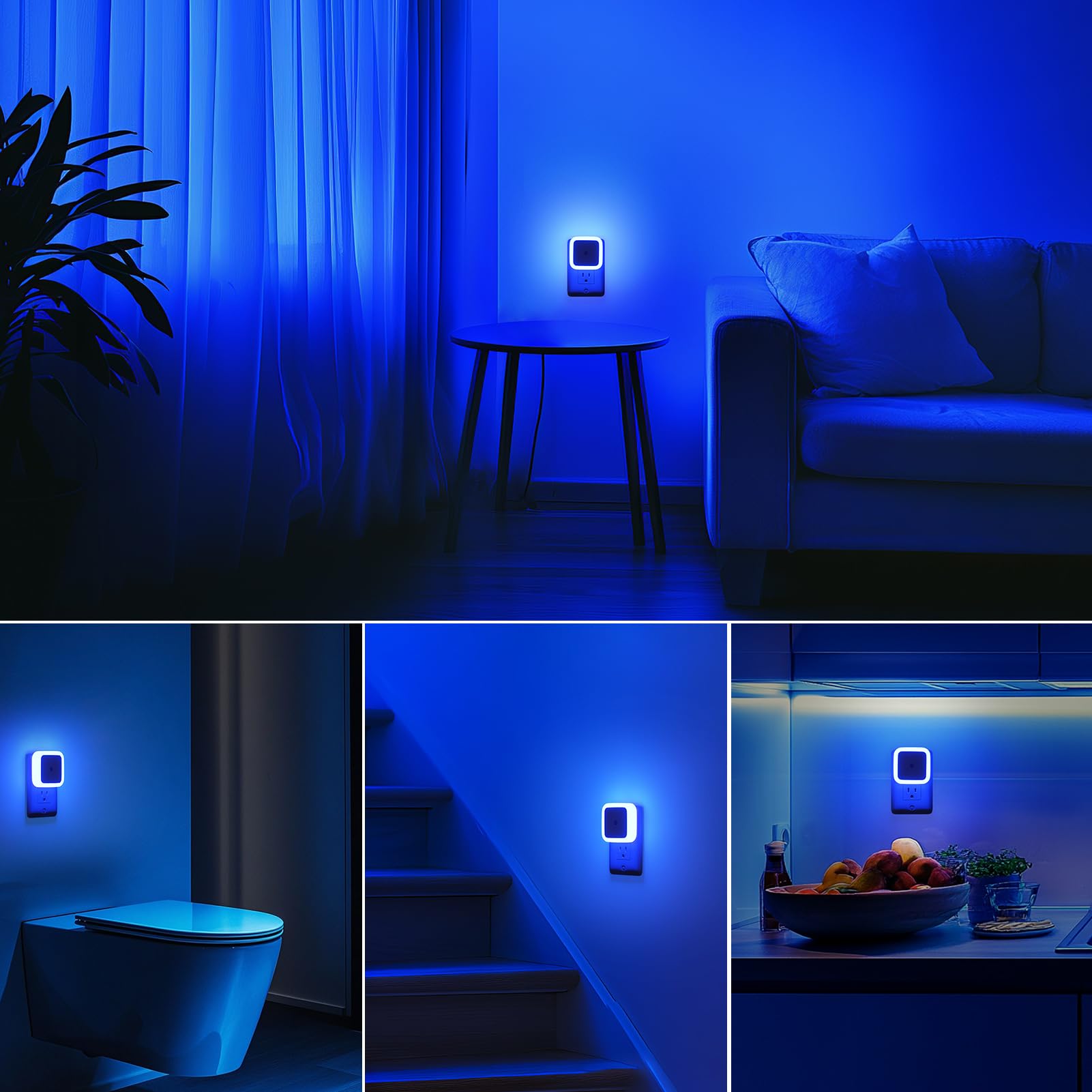 Plug-In LED Night Lights – Dusk to Dawn Auto Sensor Night Lamps for Bedroom, Hallway, Bathroom & Nursery（8-Pack）