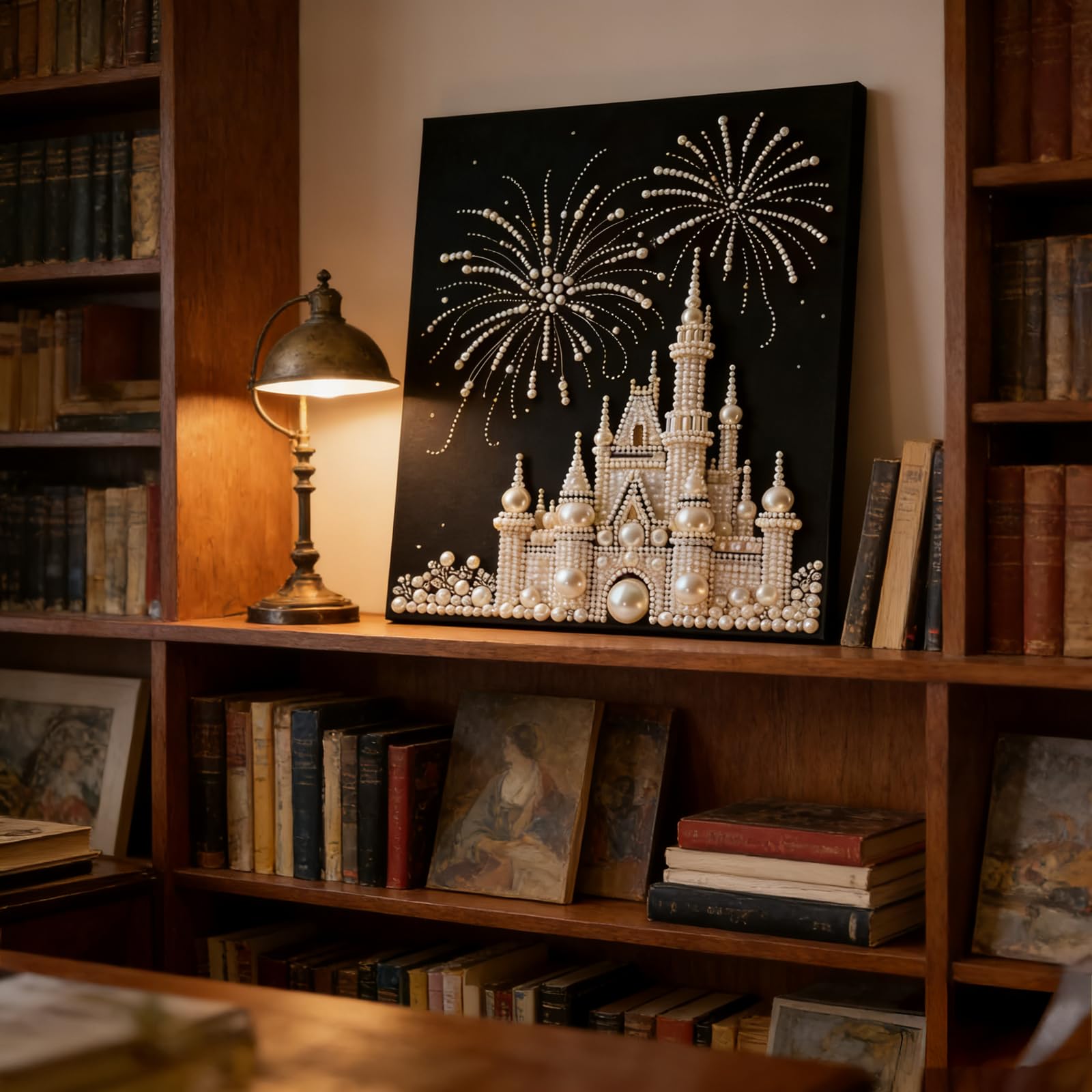 3D Pearl Painting DIY Kit &ndash; Castle Fireworks Design Beaded Art Craft for Adults & Beginners Home Decor