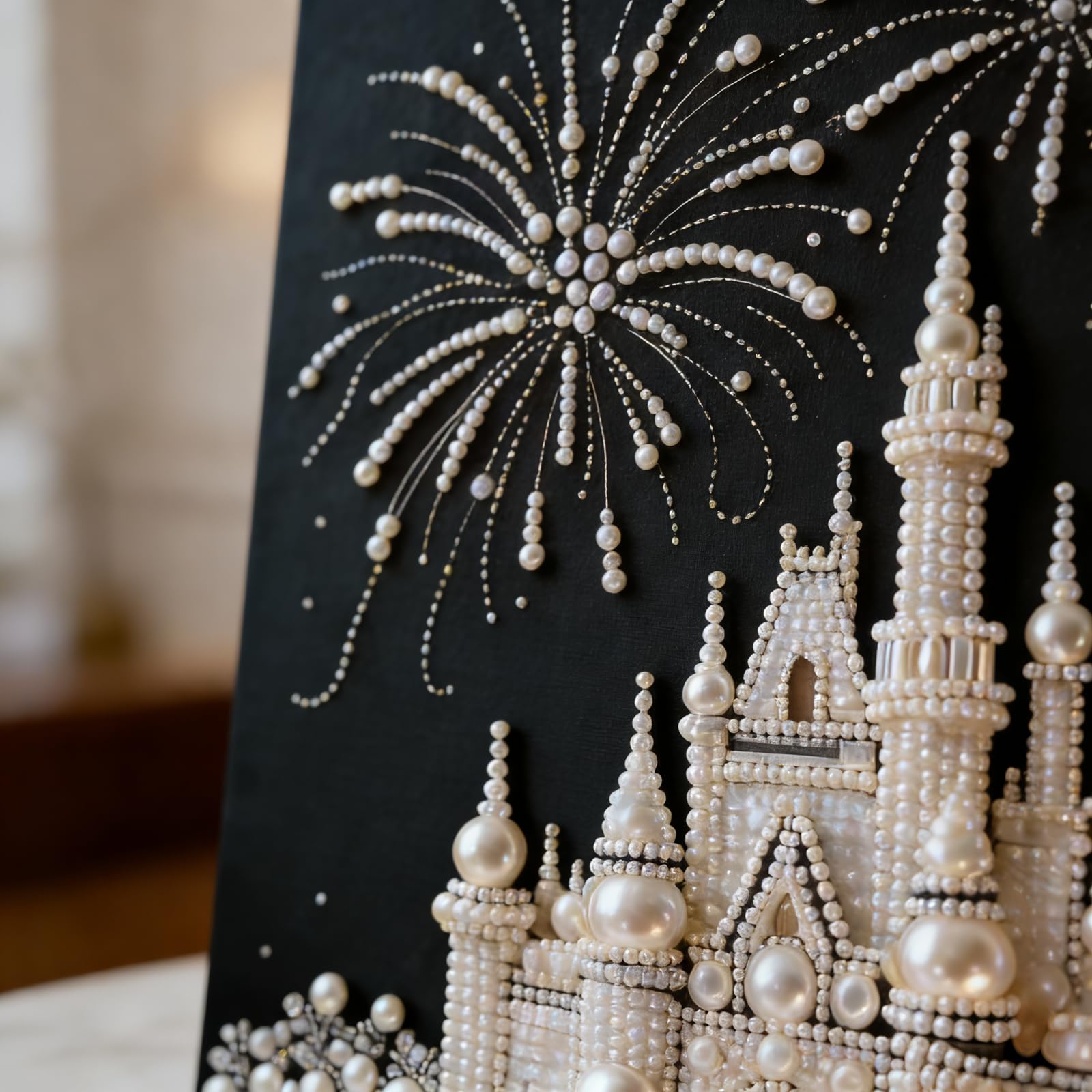 3D Pearl Painting DIY Kit &ndash; Castle Fireworks Design Beaded Art Craft for Adults & Beginners Home Decor
