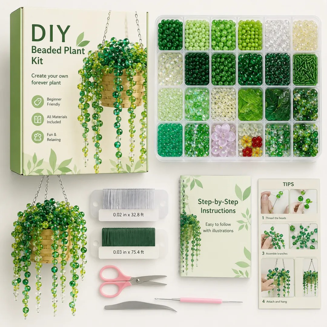 Make Your Own Forever Hanging Plant - DIY Beaded Plant Kit