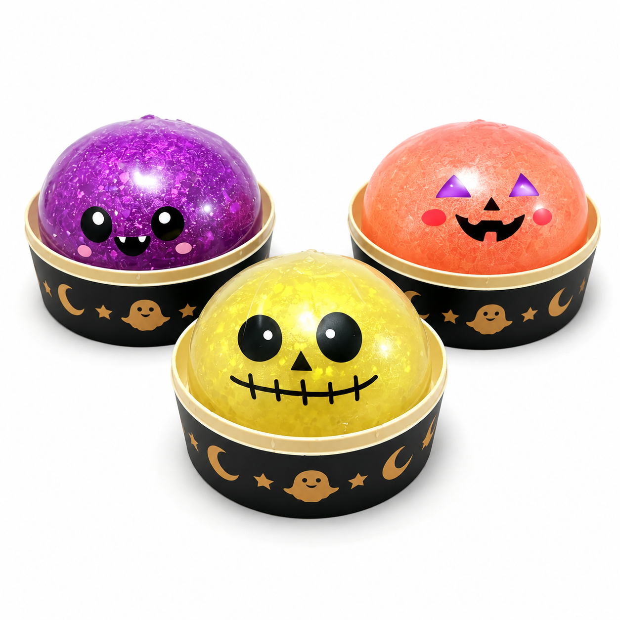 Halloween Ghost Dumpling Squishy Set – Glitter Stress Relief Fidget Toys & Party Favors
