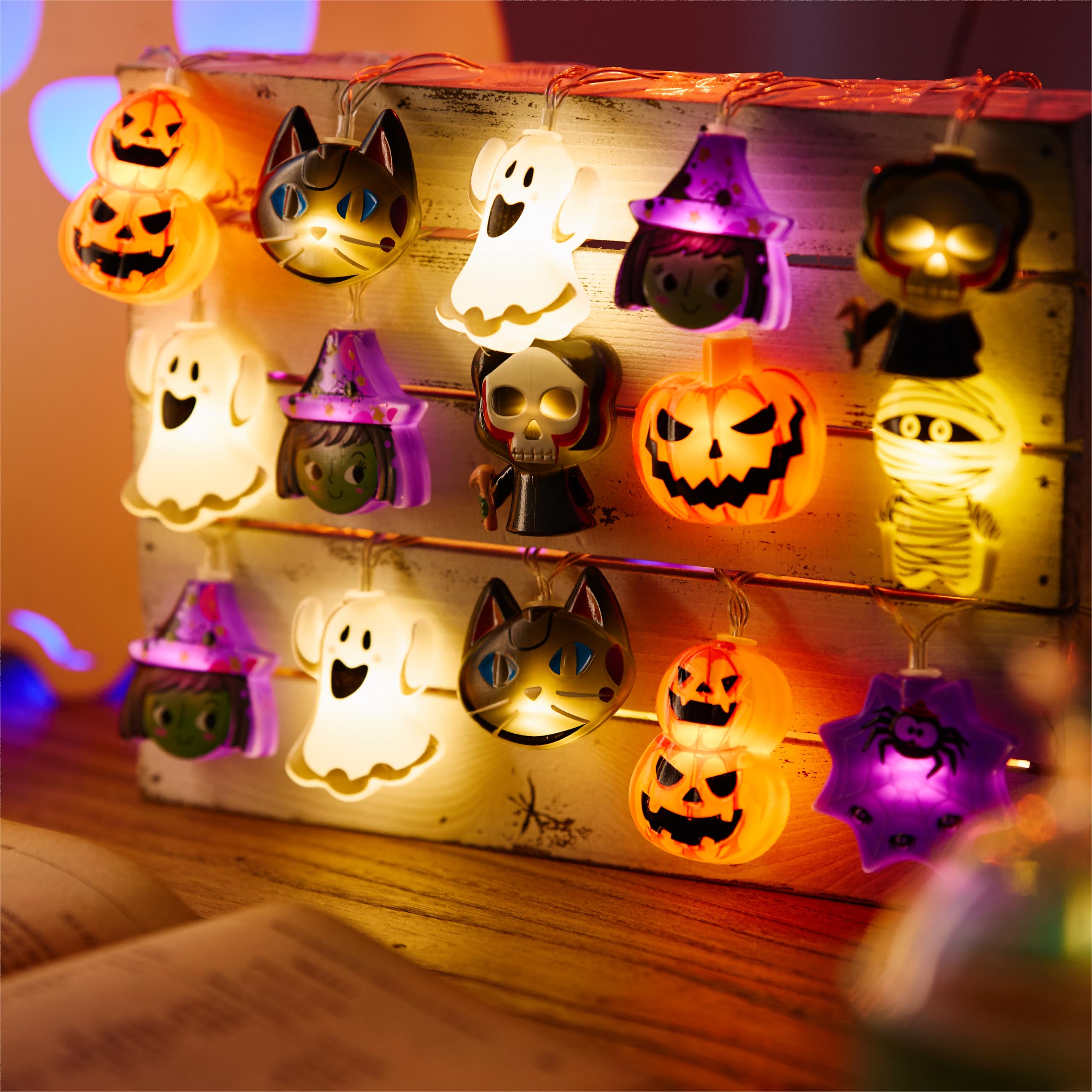Halloween String Lights – 10FT 20 LED Fairy Lights with Timer & 8 Flash Modes for Spooky Home Decorations