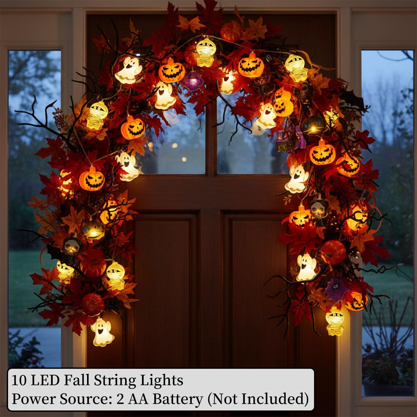 Halloween Skull String Lights – 20 LED Fairy Lights with 8 Flashing Modes