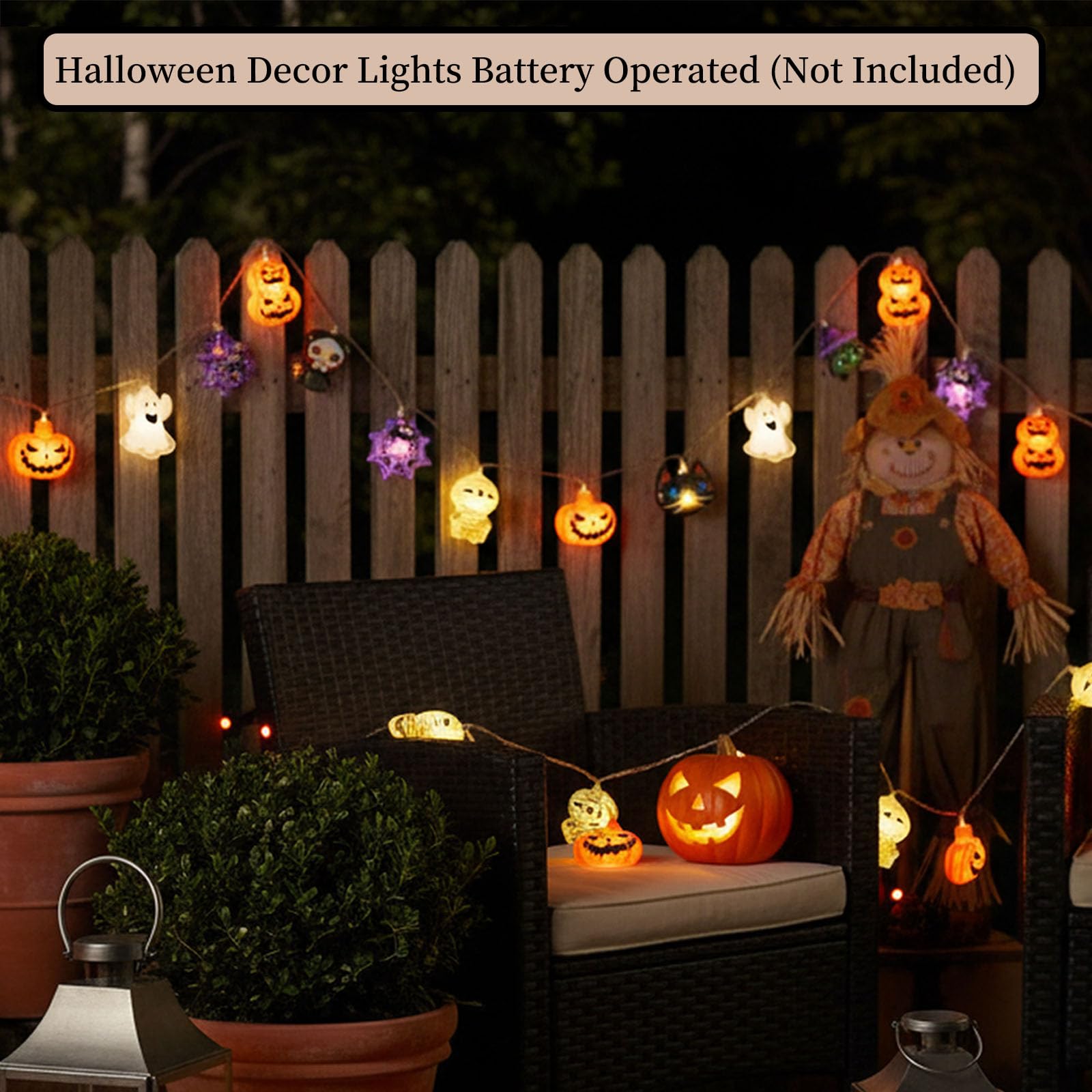 Halloween Skull String Lights – 20 LED Fairy Lights with 8 Flashing Modes