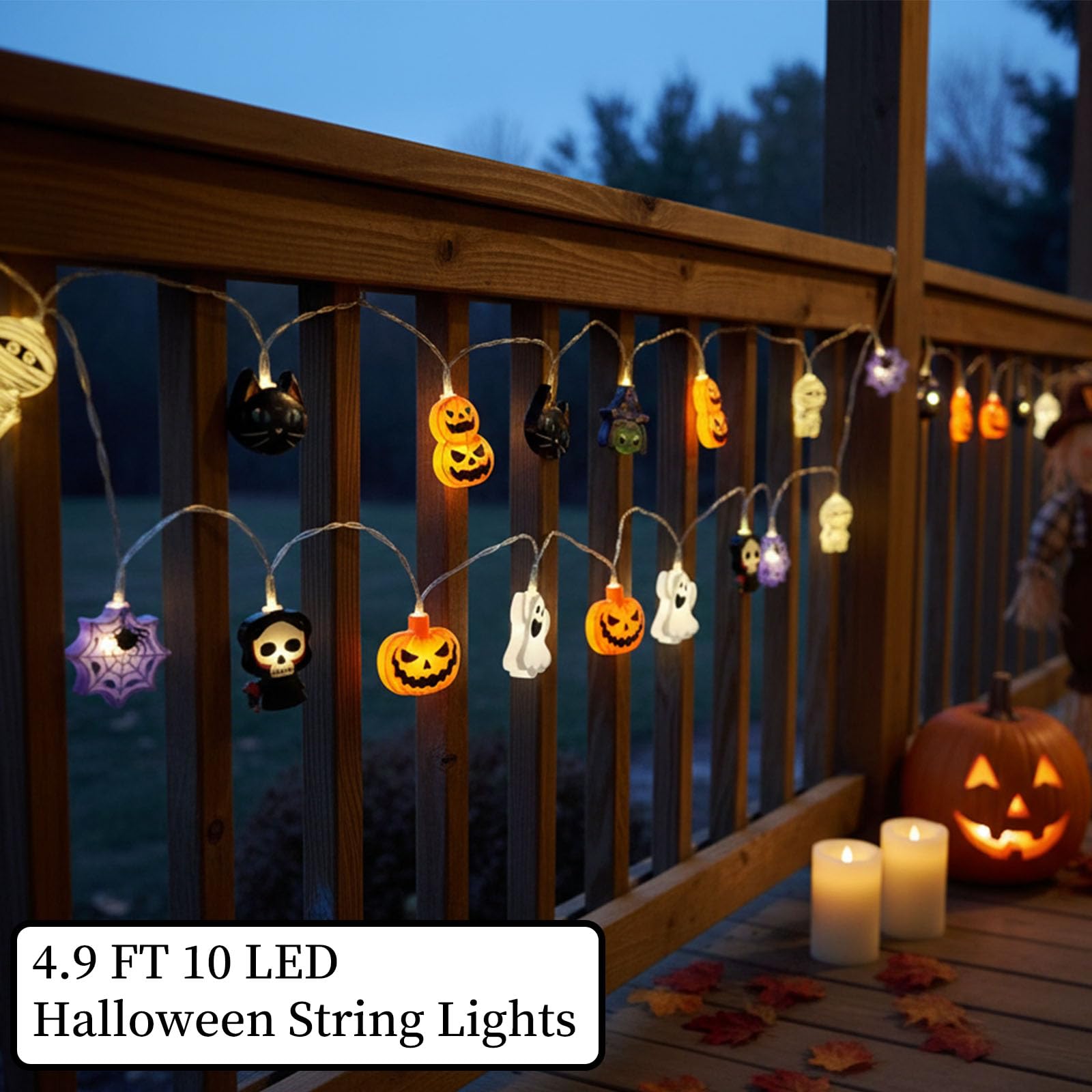 Halloween Skull String Lights – 20 LED Fairy Lights with 8 Flashing Modes