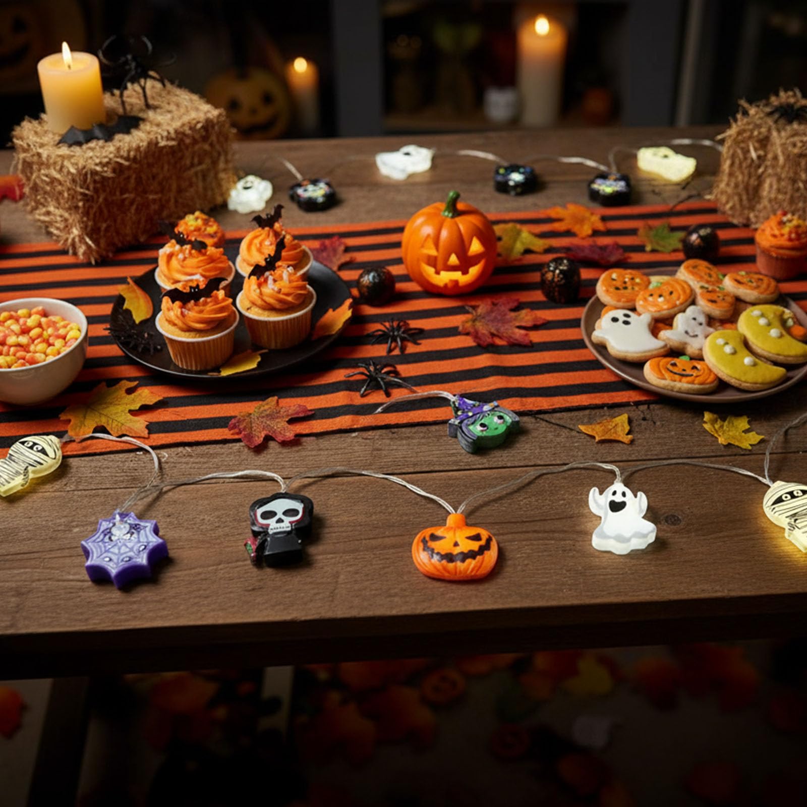 Halloween Skull String Lights – 20 LED Fairy Lights with 8 Flashing Modes