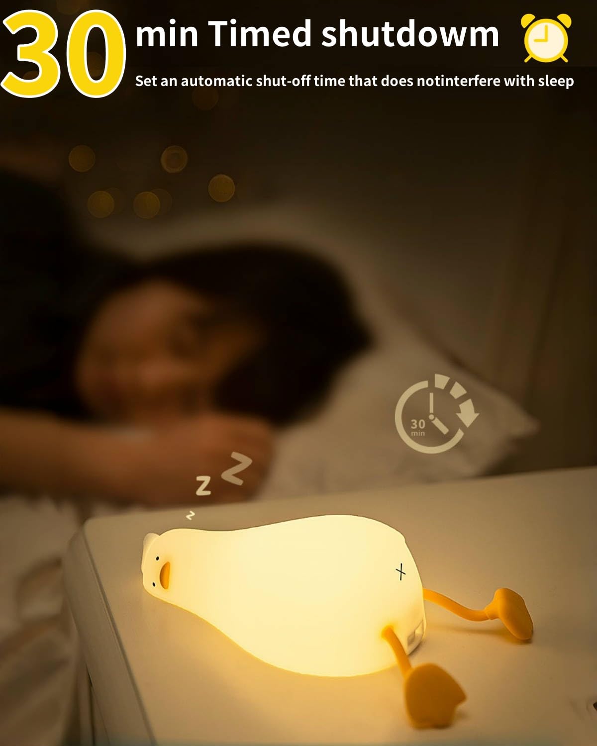 Cute Bunny Silicone Night Light – Rechargeable Squishy Rabbit Lamp with Touch Control & 30-Min Timer for Kids Bedroom & Nursery