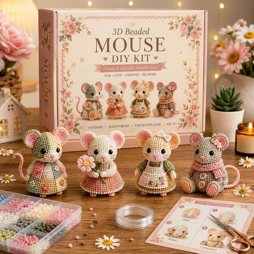 3D Highland Cow Beaded DIY Craft Kit – Cute Farm Animal Handmade Bead Art Set for Craft Lovers