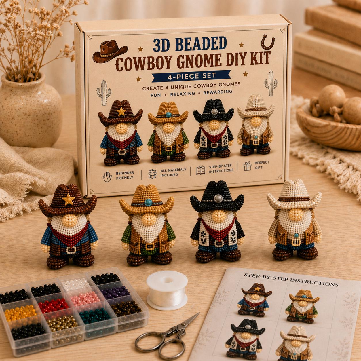 3D Beaded Gnome DIY Kit &ndash; 4-Piece Cute Handmade Craft Set for Beginners & Home Decor