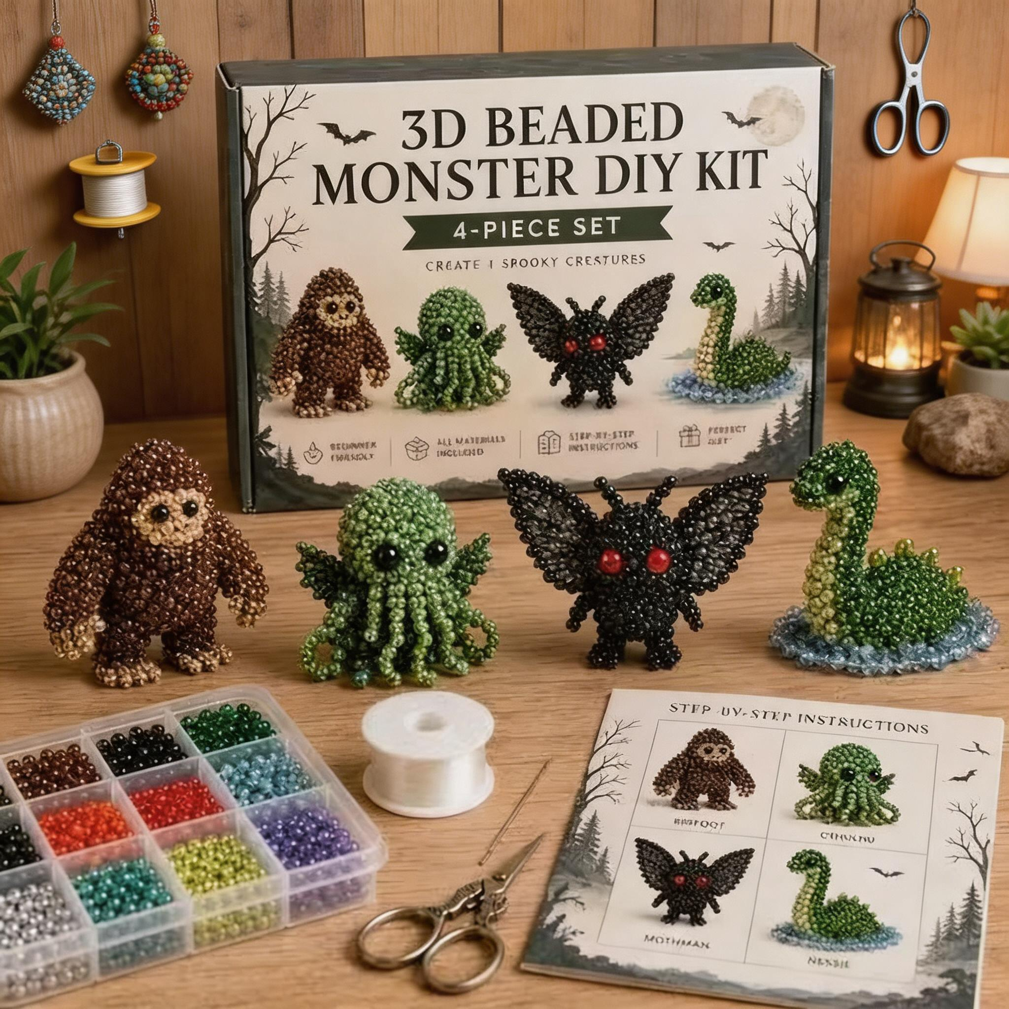 3D Beaded Animal DIY Craft Kit &ndash; Mini Beaded Critter Ornament Making Set for Cute Handmade Decorations