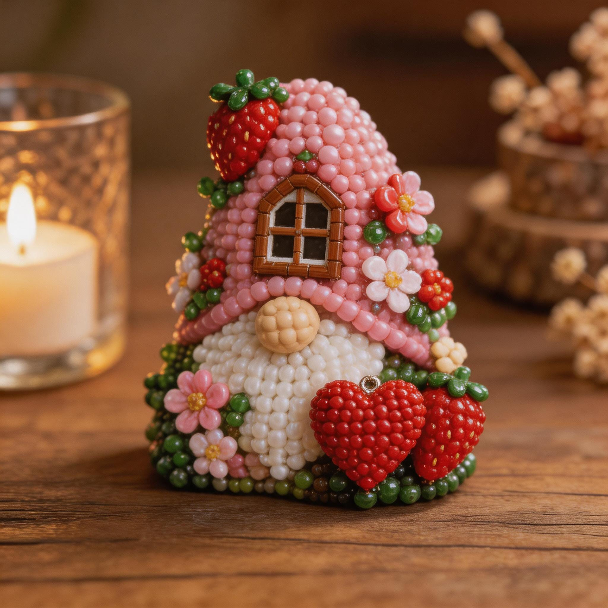 3D Gnome Beading DIY Kit &ndash; Seasonal Handmade Craft Set for Beginners & Cute Home Decor