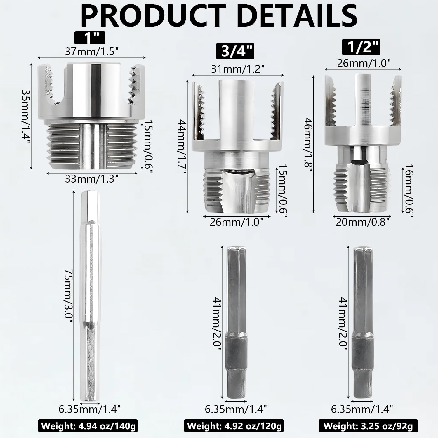 Upgraded 4-in-1 Pipe Threading Tool &ndash; Drill-Powered Water Pipe Tap Set for 1/2", 3/4" & 1" Pipes