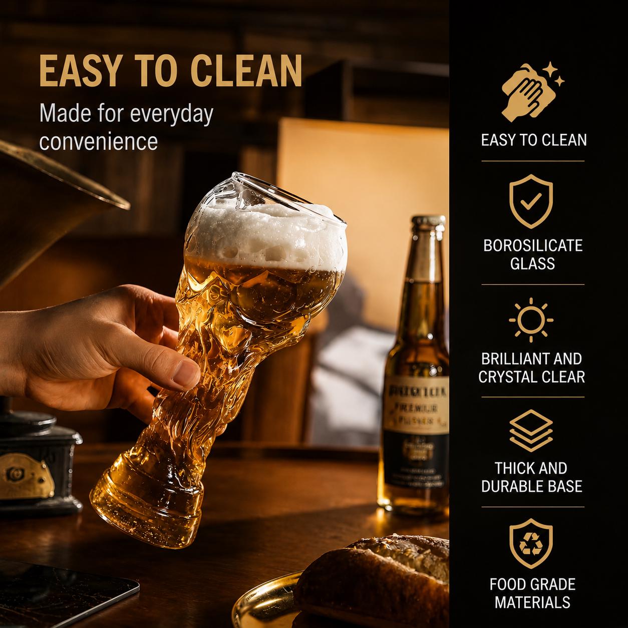 Championship Trophy Glass – Soccer Fan Drinkware for Game Day