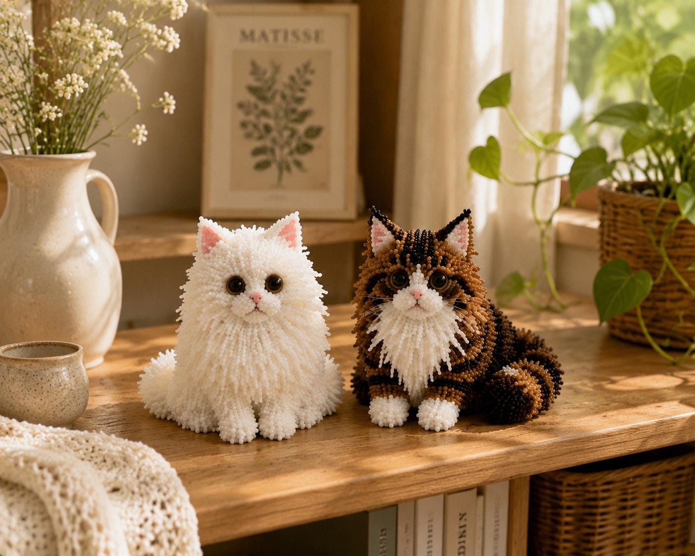 3D Beaded Cat DIY Kit &ndash; Cute Long Hair Cat Handmade Craft Set for Adults & Teens Home Decor