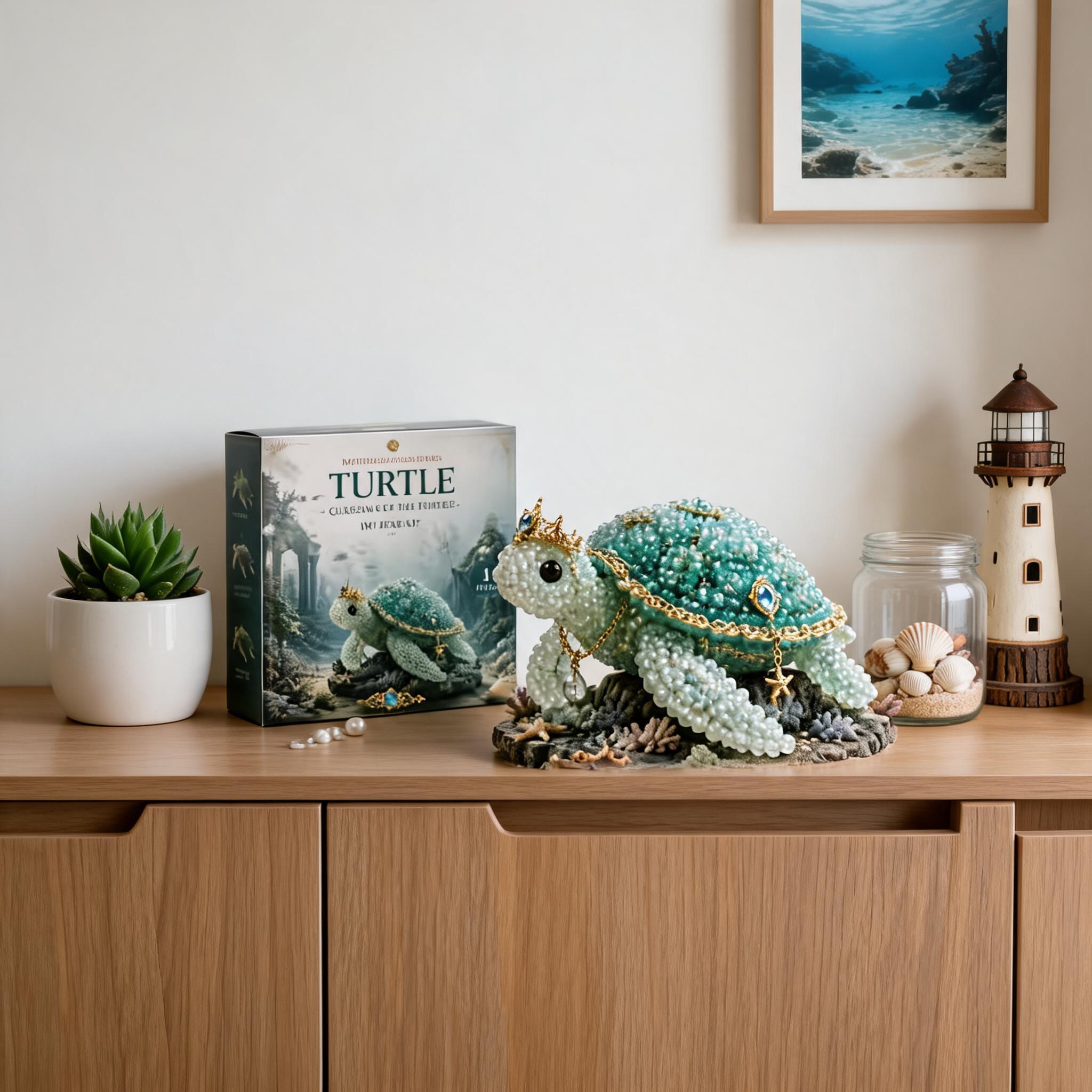 3D Beaded Sea Turtle DIY Craft Kit – Handmade Ocean Animal Model & Cute Desk Decor Gift