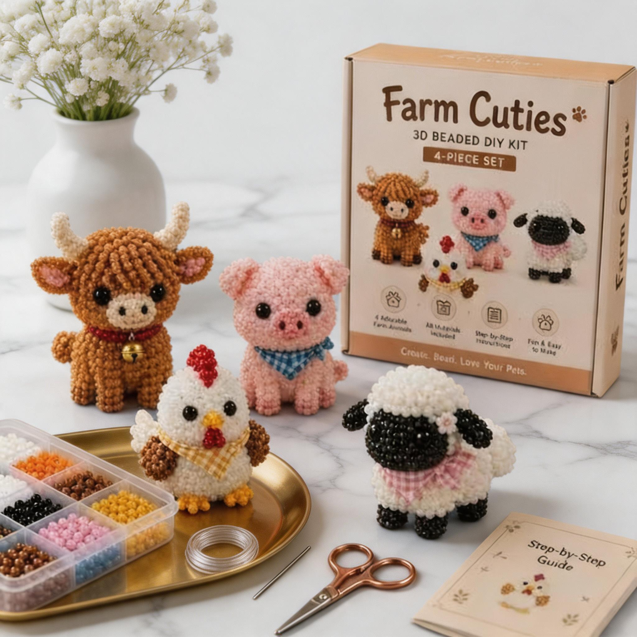 3D Beaded Animal DIY Craft Kit &ndash; Mini Beaded Critter Ornament Making Set for Cute Handmade Decorations