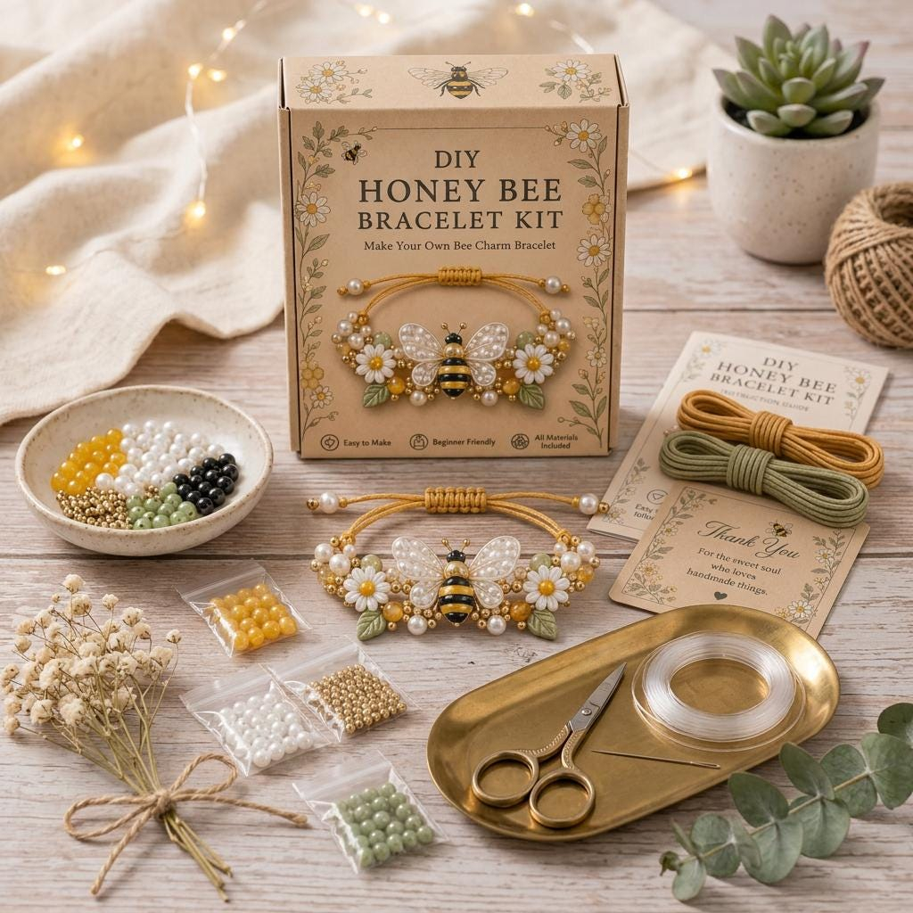 DIY Beaded Bracelet Making Kit – 3D Charm Jewelry Craft Set with Beads & Instructions for Teens and Adults