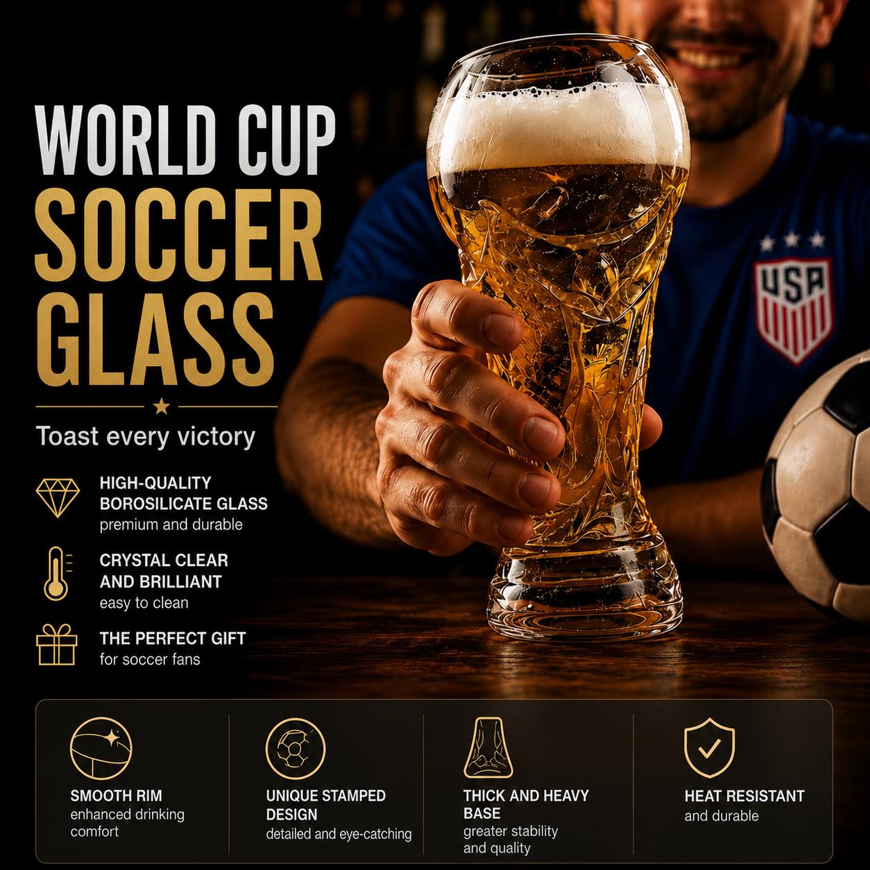 Championship Trophy Glass – Soccer Fan Drinkware for Game Day