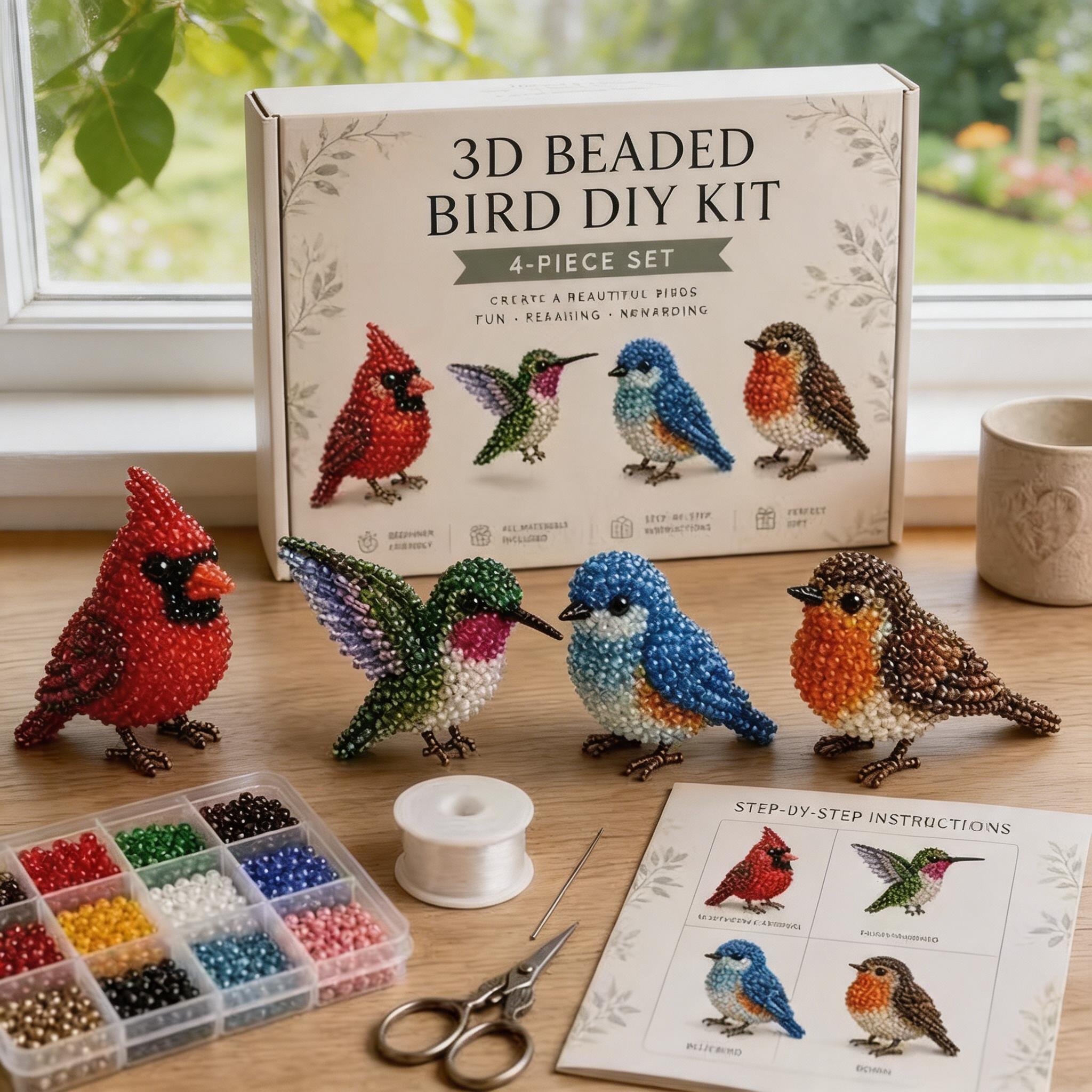 3D Beaded Animal DIY Craft Kit – Mini Beaded Critter Ornament Making Set for Cute Handmade Decorations