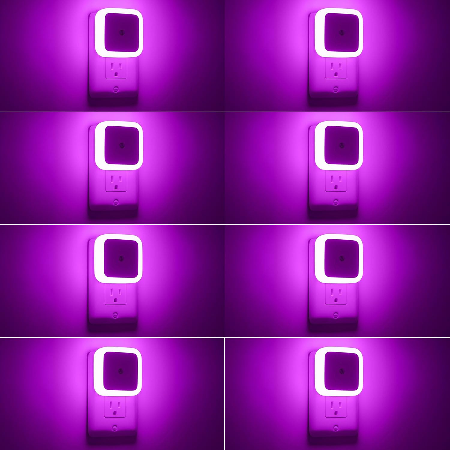 Plug-In LED Night Lights – Dusk to Dawn Auto Sensor Night Lamps for Bedroom, Hallway, Bathroom & Nursery（8-Pack）