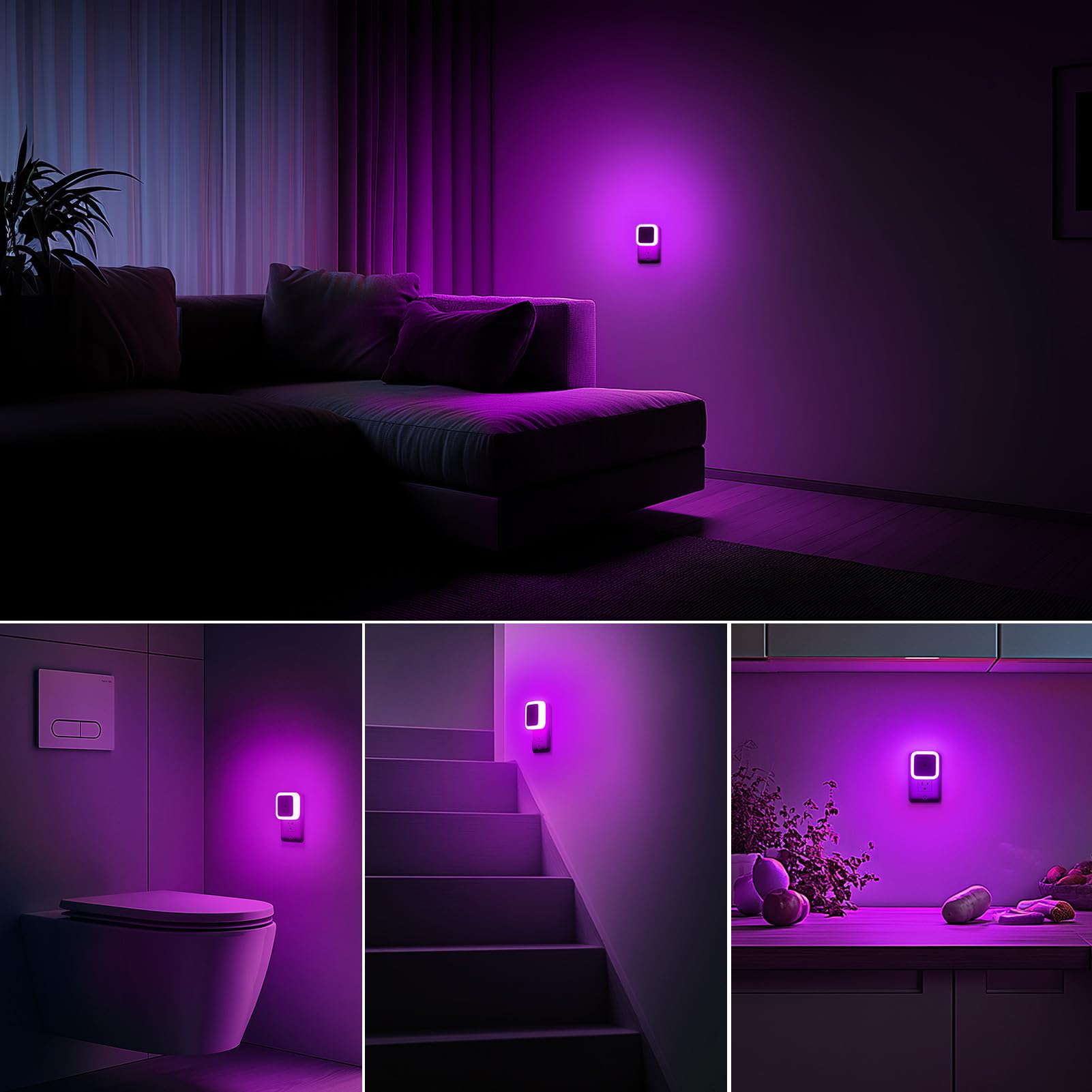 Plug-In LED Night Lights – Dusk to Dawn Auto Sensor Night Lamps for Bedroom, Hallway, Bathroom & Nursery（8-Pack）