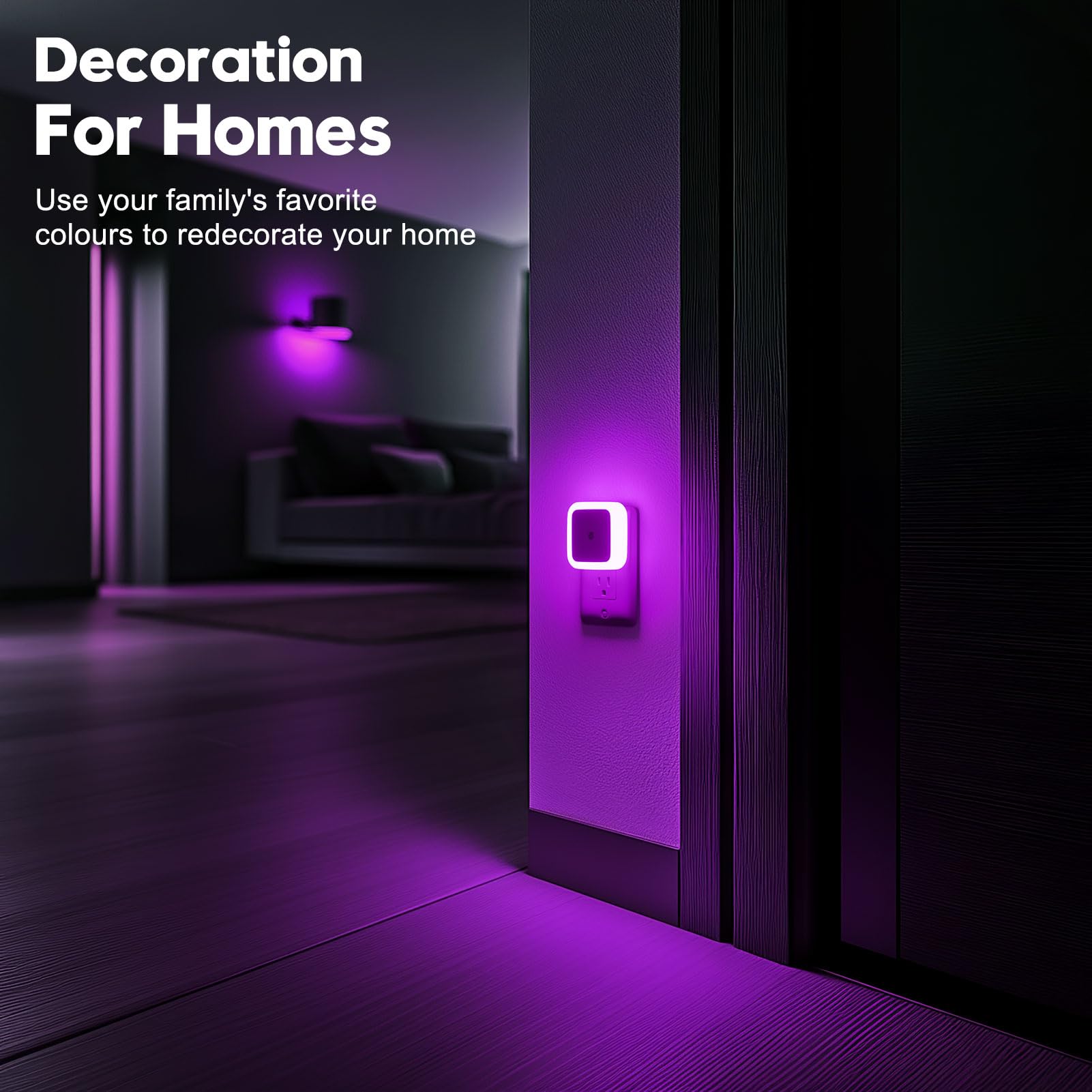 Plug-In LED Night Lights – Dusk to Dawn Auto Sensor Night Lamps for Bedroom, Hallway, Bathroom & Nursery（8-Pack）