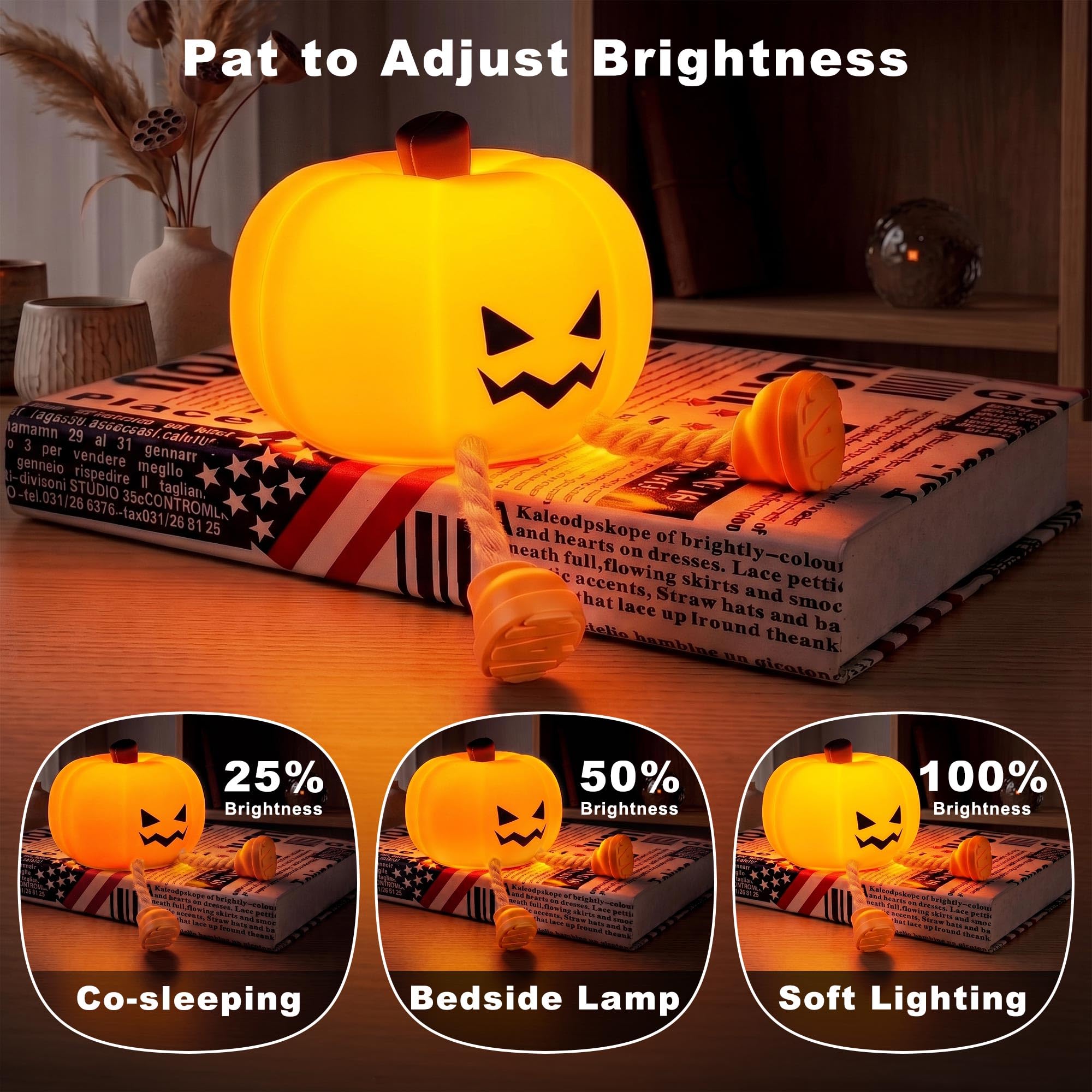 Cute Ghost Night Light &ndash; Rechargeable Dimmable Halloween Silicone Lamp with Tap Control for Bedroom & Nursery Decor