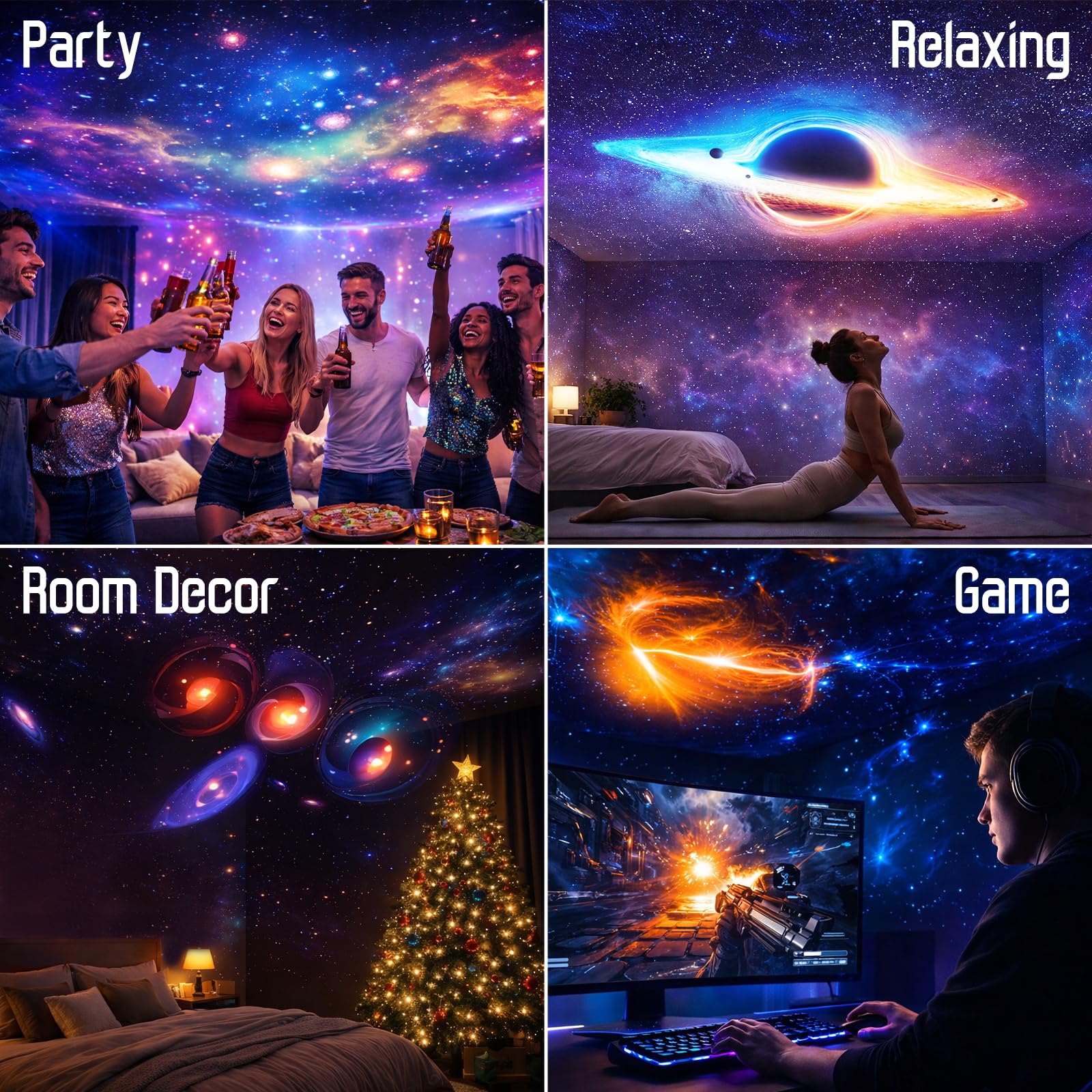 Astronaut Galaxy Projector – LED Star & Space Night Light for Bedroom, Teens & Adults, Ambient Ceiling Decor, Birthday & Aesthetic Room Lighting