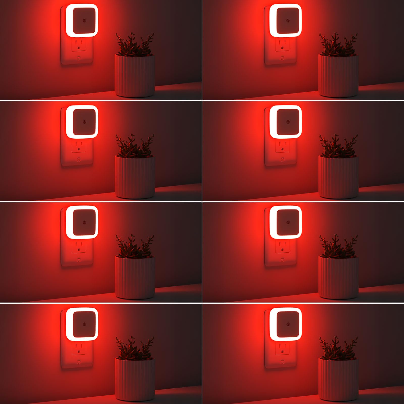 Plug-In LED Night Lights – Dusk to Dawn Auto Sensor Night Lamps for Bedroom, Hallway, Bathroom & Nursery（8-Pack）