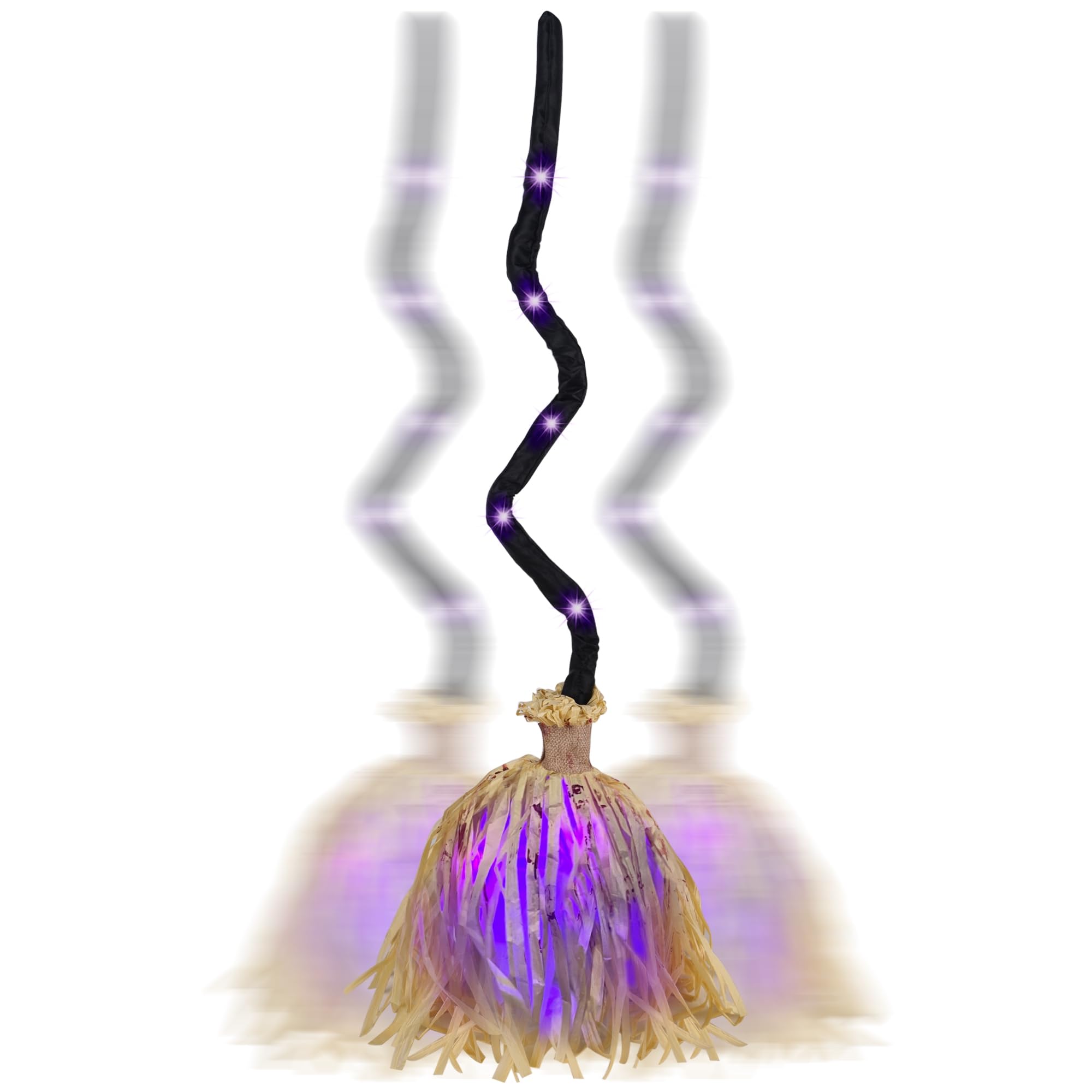 35" Animated Halloween Witch Broom – Moving Light-Up Broomstick with Spooky Sounds