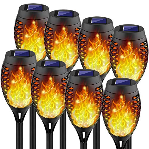 8Pcs Purple Flickering Flame Halloween Solar Lights for Halloween Decorations
