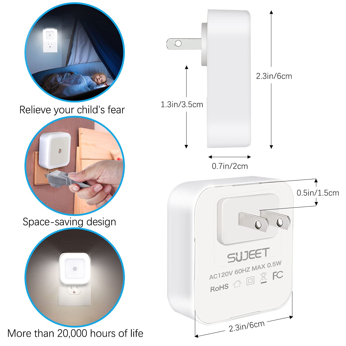 Plug-In LED Night Lights – Dusk to Dawn Auto Sensor Night Lamps for Bedroom, Hallway, Bathroom & Nursery（8-Pack）