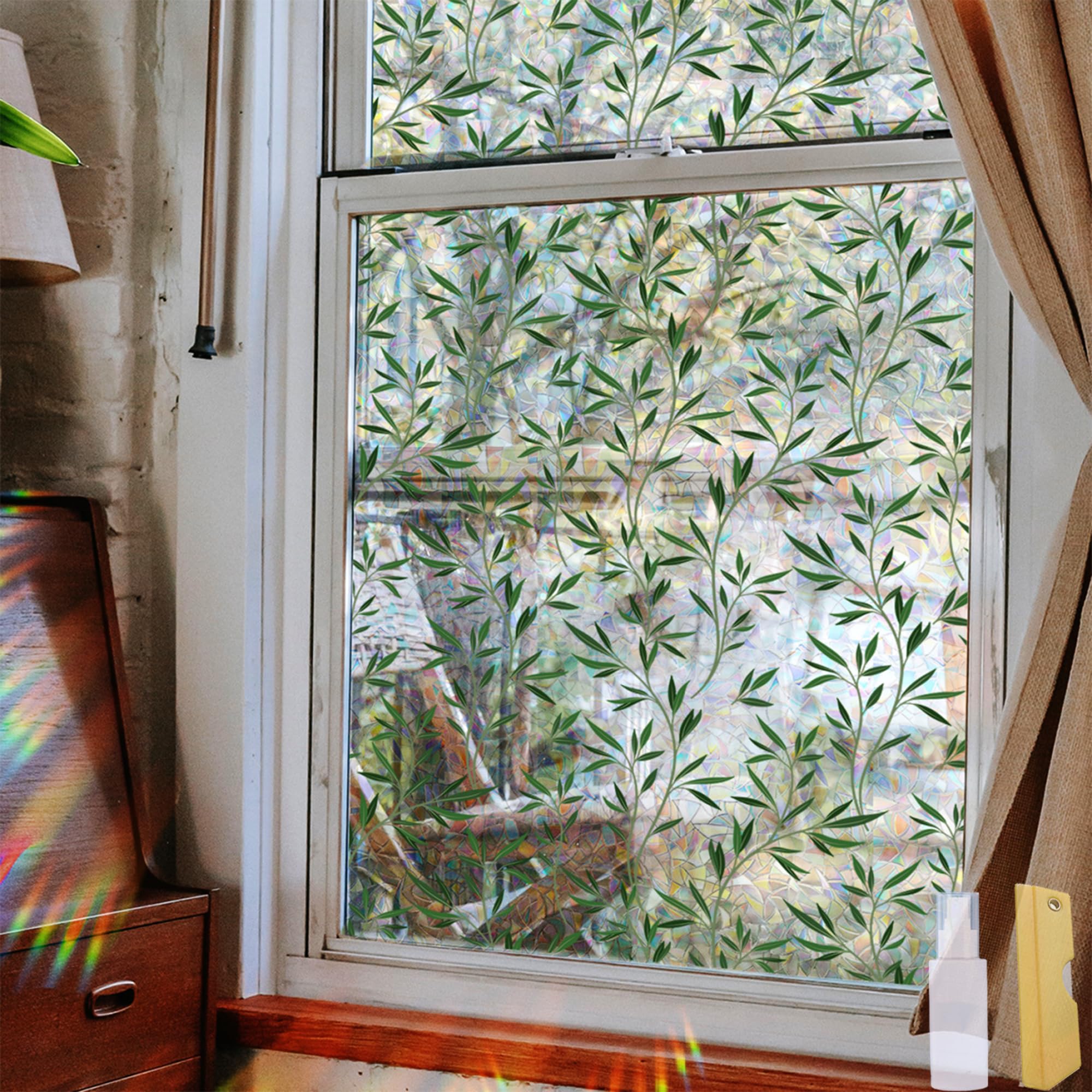 Stained Glass Window Film – Floral Privacy & Decorative Window Film