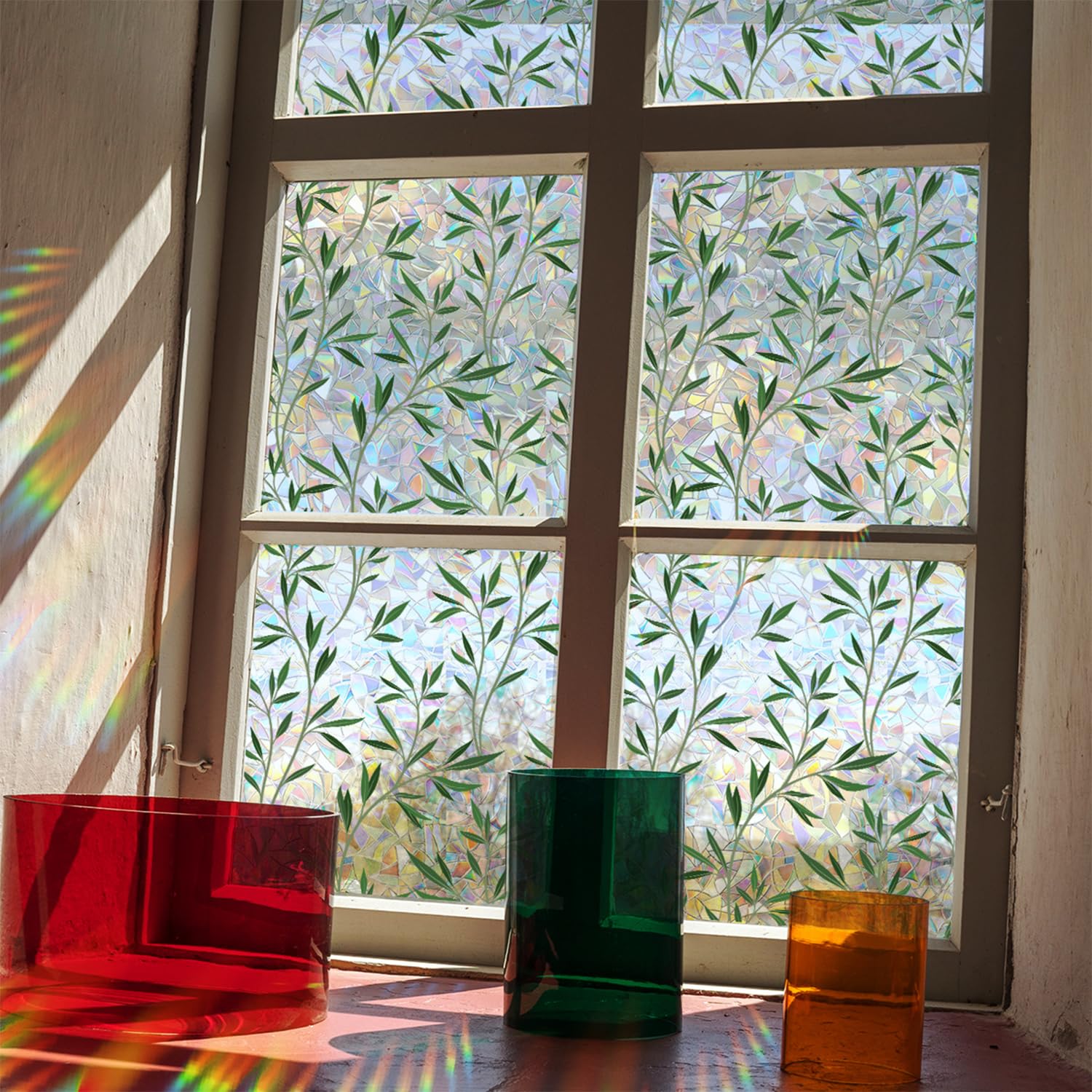 Stained Glass Window Film – Floral Privacy & Decorative Window Film