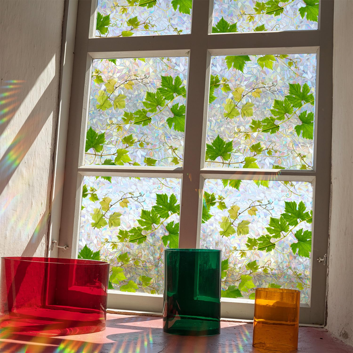 Stained Glass Window Film – Floral Privacy & Decorative Window Film