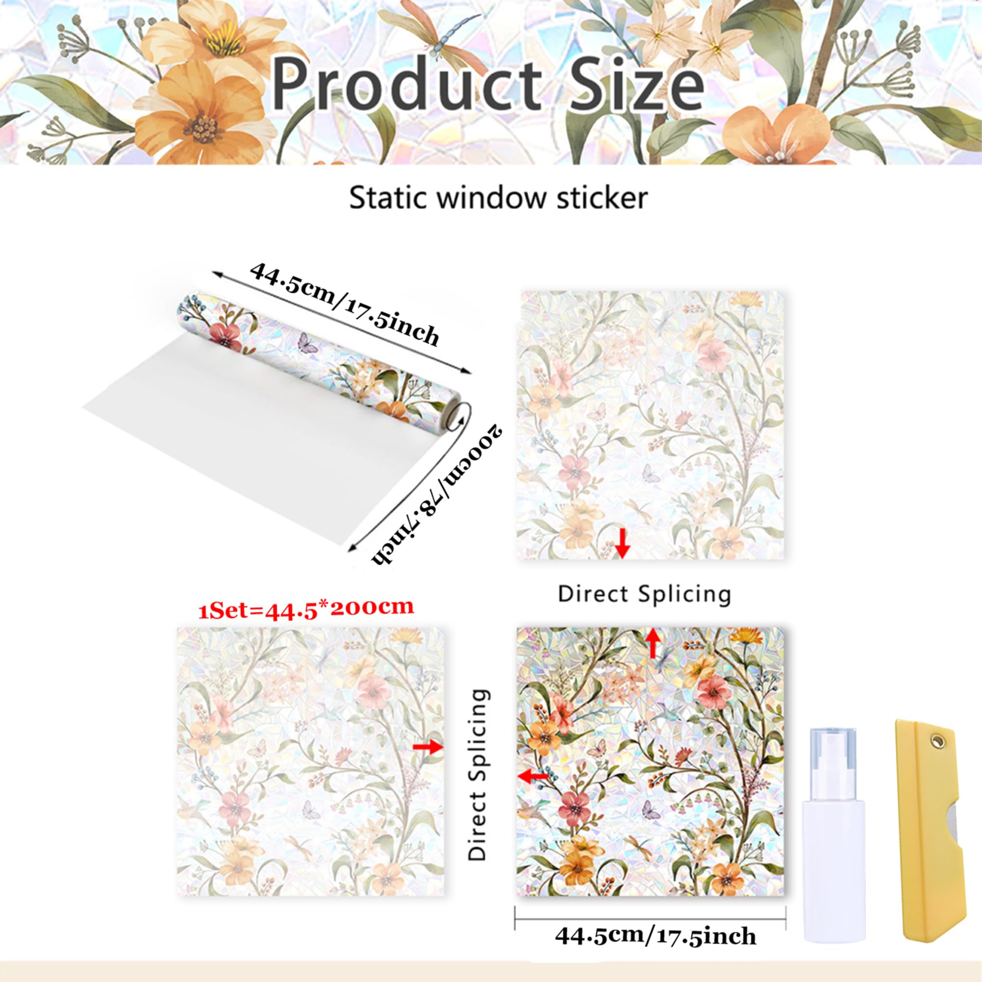 Stained Glass Window Film – Floral Privacy & Decorative Window Film